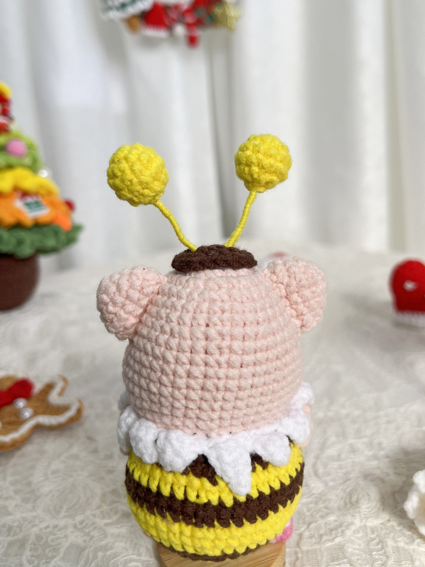 Piglet | Handmade Crochet Piglet in Bee Costume Amigurumi doll Plushies Christmas Thanksgiving Gift Decor Gift for Family Friends Keychain