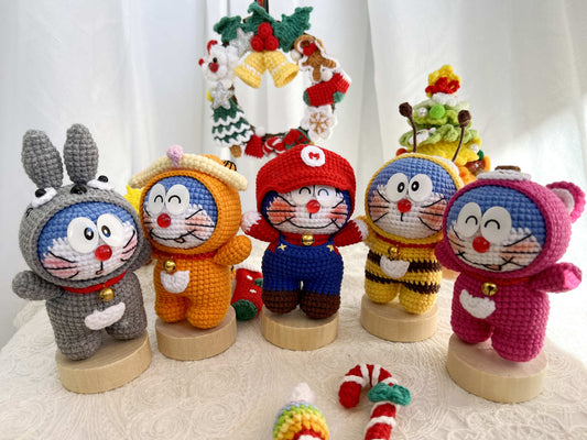 Doraemon | Handmade Crochet Doraemon Japanese Anime Amigurumi doll Plushies Christmas Thanksgiving Birthday Gift Office Decor Gift for Family Girlfriend Kids Girl Friends Keychain