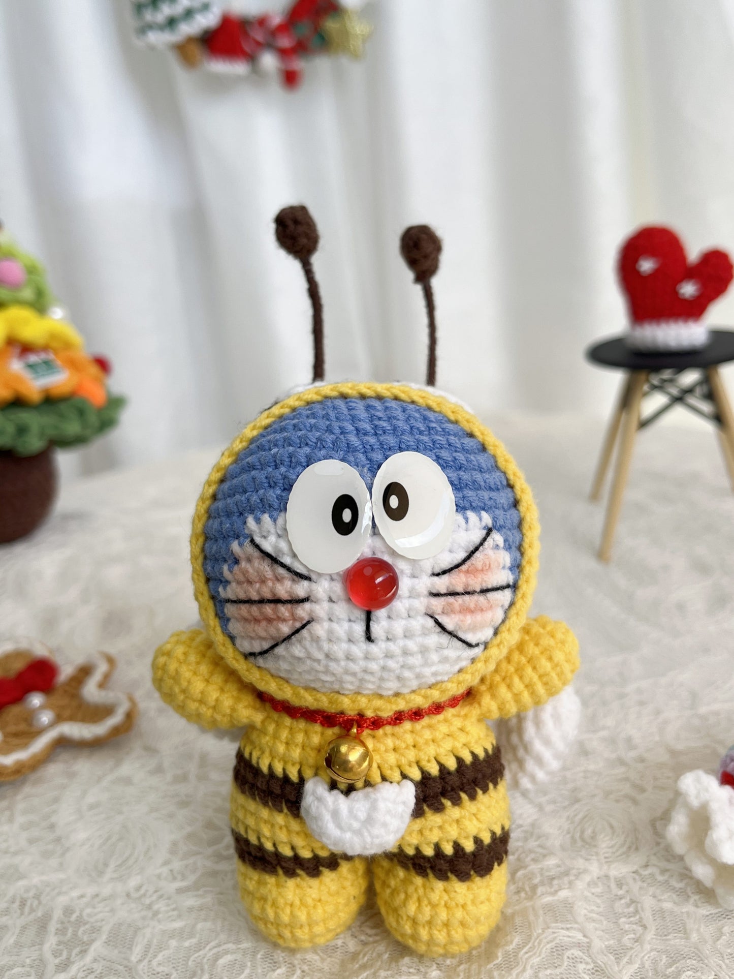 Doraemon | Handmade Crochet Doraemon Japanese Anime Amigurumi doll Plushies Christmas Thanksgiving Birthday Gift Office Decor Gift for Family Girlfriend Kids Girl Friends Keychain