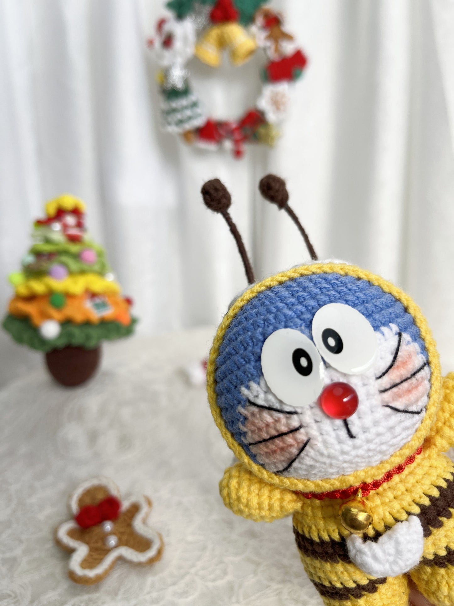 Doraemon | Handmade Crochet Doraemon Japanese Anime Amigurumi doll Plushies Christmas Thanksgiving Birthday Gift Office Decor Gift for Family Girlfriend Kids Girl Friends Keychain