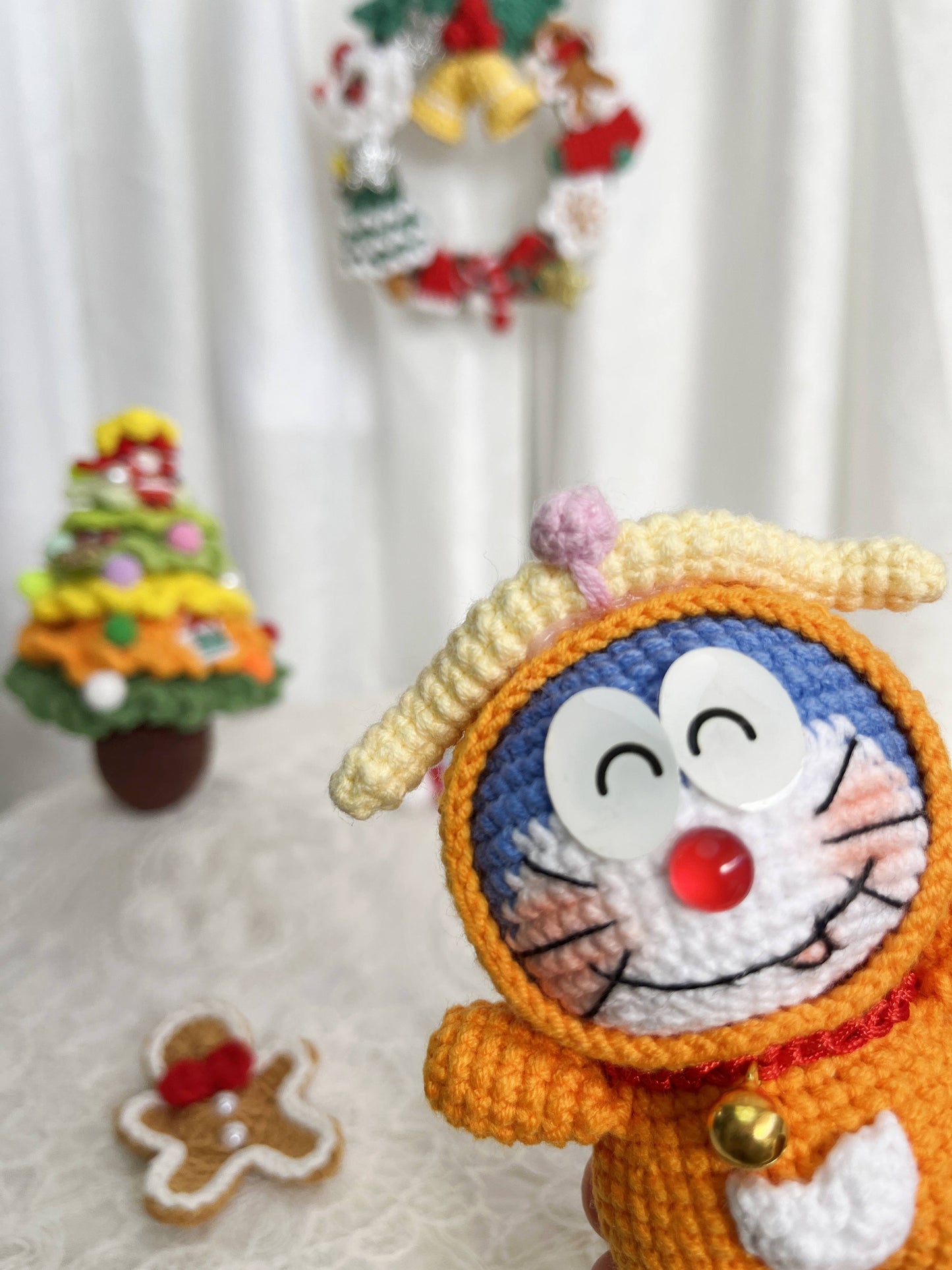 Doraemon | Handmade Crochet Doraemon Japanese Anime Amigurumi doll Plushies Christmas Thanksgiving Birthday Gift Office Decor Gift for Family Girlfriend Kids Girl Friends Keychain