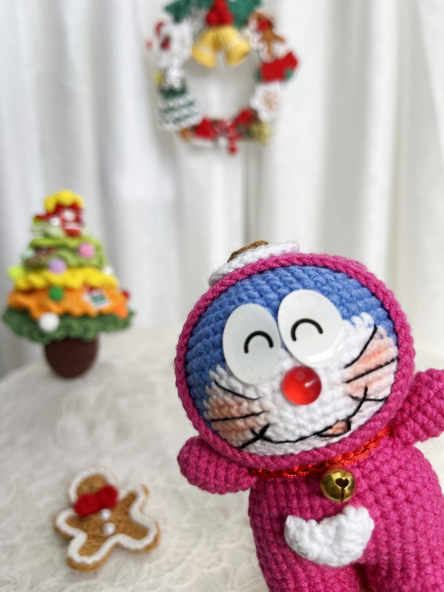 Doraemon | Handmade Crochet Doraemon Japanese Anime Amigurumi doll Plushies Christmas Thanksgiving Birthday Gift Office Decor Gift for Family Girlfriend Kids Girl Friends Keychain