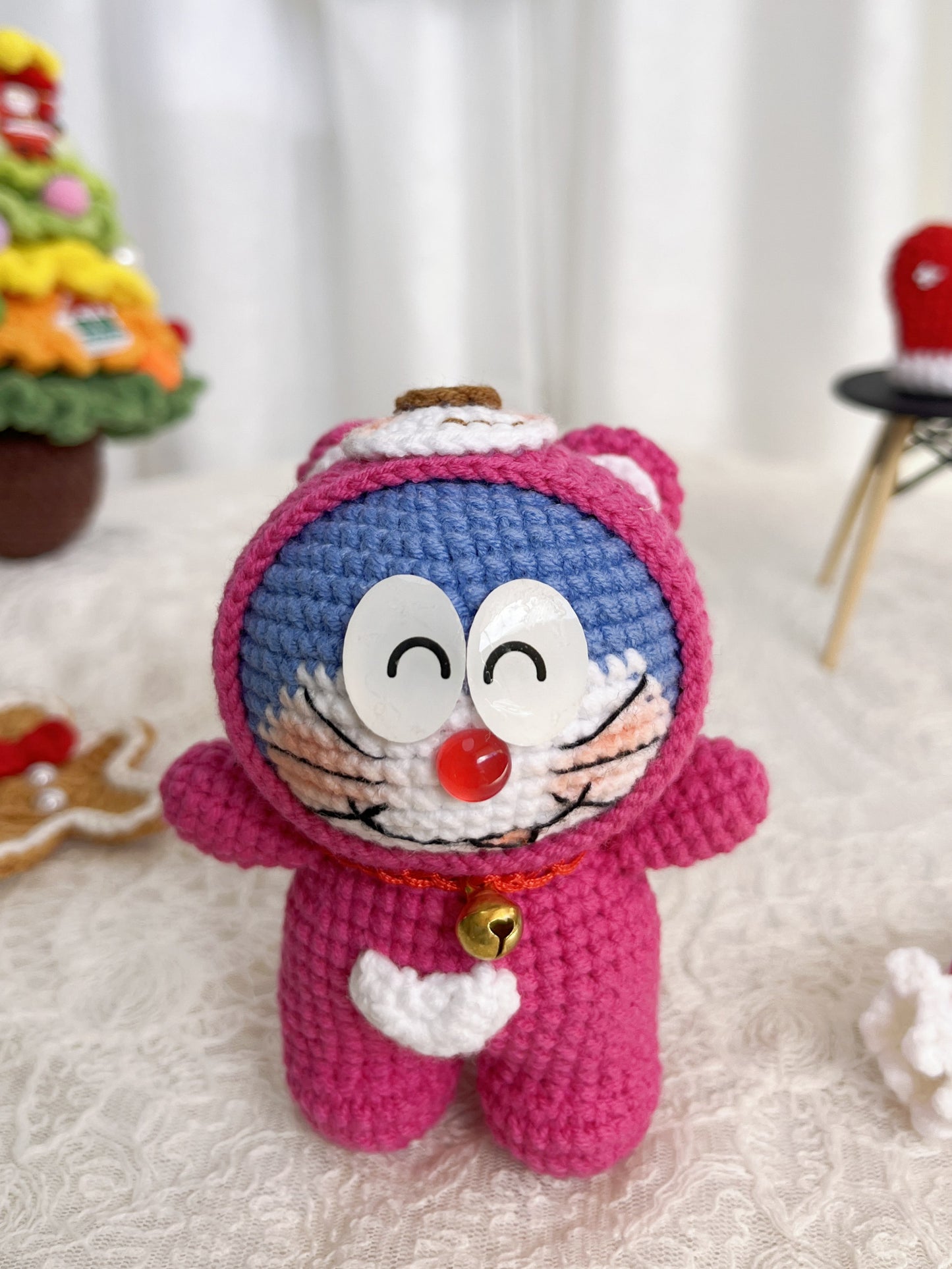 Doraemon | Handmade Crochet Doraemon Japanese Anime Amigurumi doll Plushies Christmas Thanksgiving Birthday Gift Office Decor Gift for Family Girlfriend Kids Girl Friends Keychain