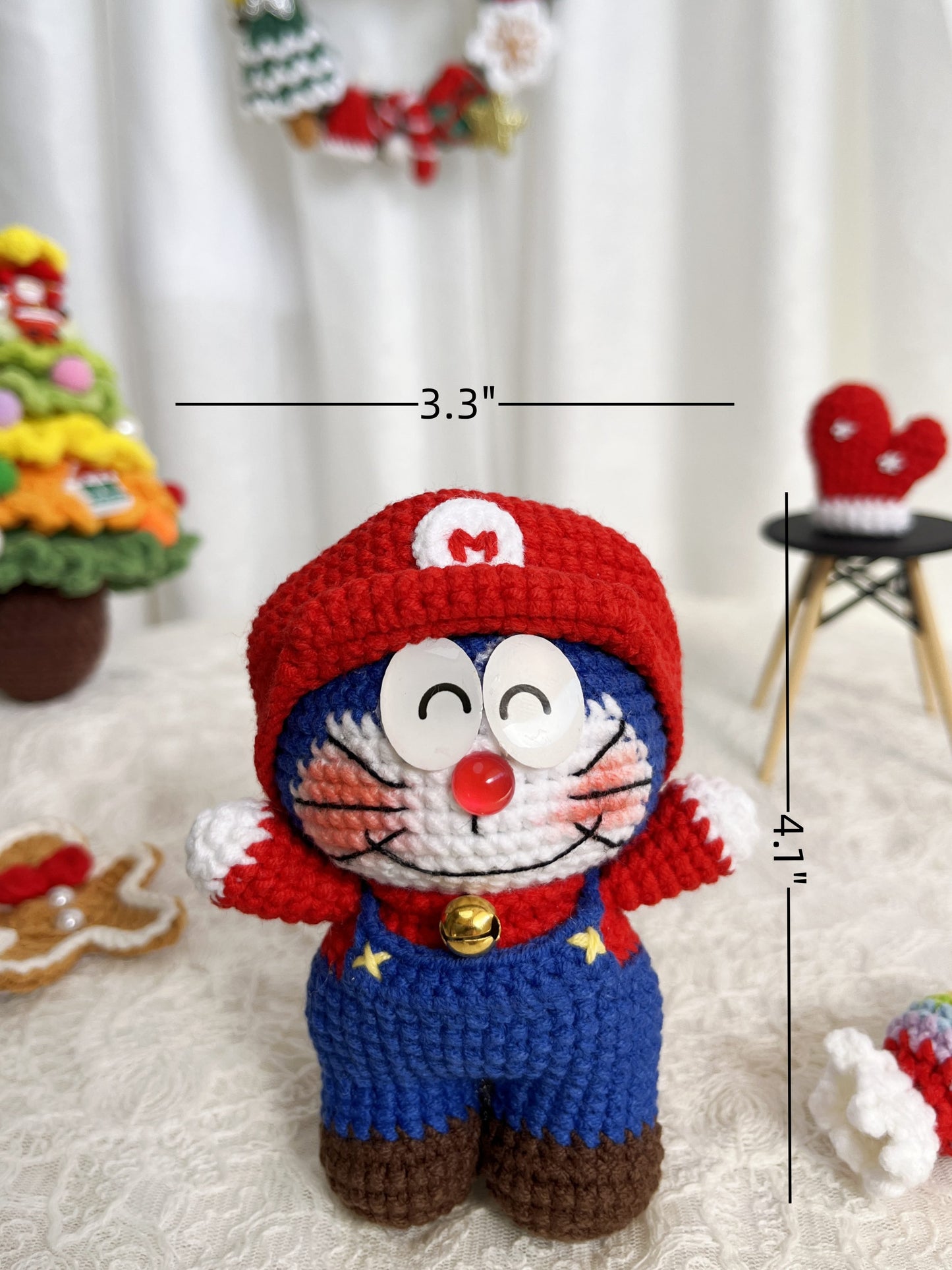 Doraemon | Handmade Crochet Doraemon Japanese Anime Amigurumi doll Plushies Christmas Thanksgiving Birthday Gift Office Decor Gift for Family Girlfriend Kids Girl Friends Keychain