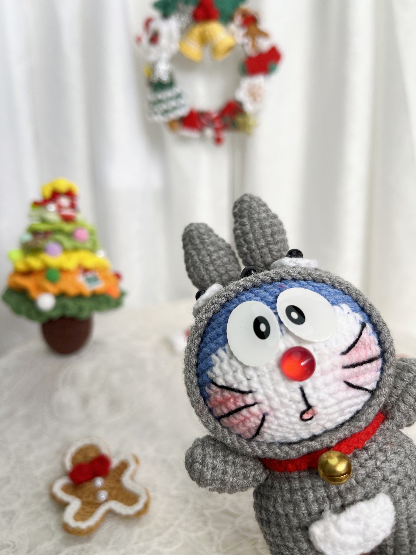 Doraemon | Handmade Crochet Doraemon Japanese Anime Amigurumi doll Plushies Christmas Thanksgiving Birthday Gift Office Decor Gift for Family Girlfriend Kids Girl Friends Keychain