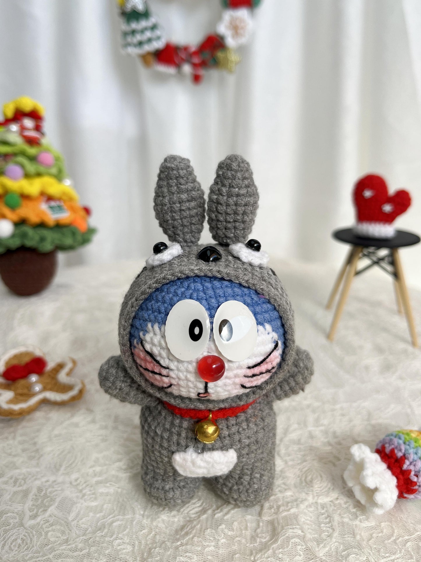 Doraemon | Handmade Crochet Doraemon Japanese Anime Amigurumi doll Plushies Christmas Thanksgiving Birthday Gift Office Decor Gift for Family Girlfriend Kids Girl Friends Keychain