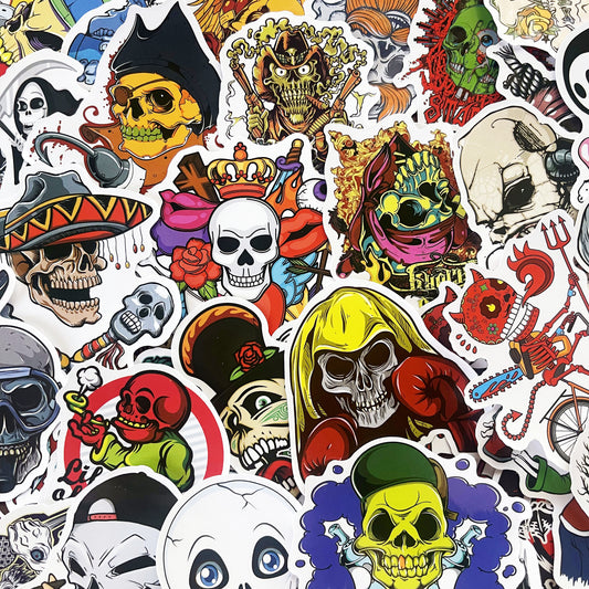 50 PCs Creepy Skull Halloween Ghost Spooky Vinyl Stickers for Cars Bottles Decal Q18S