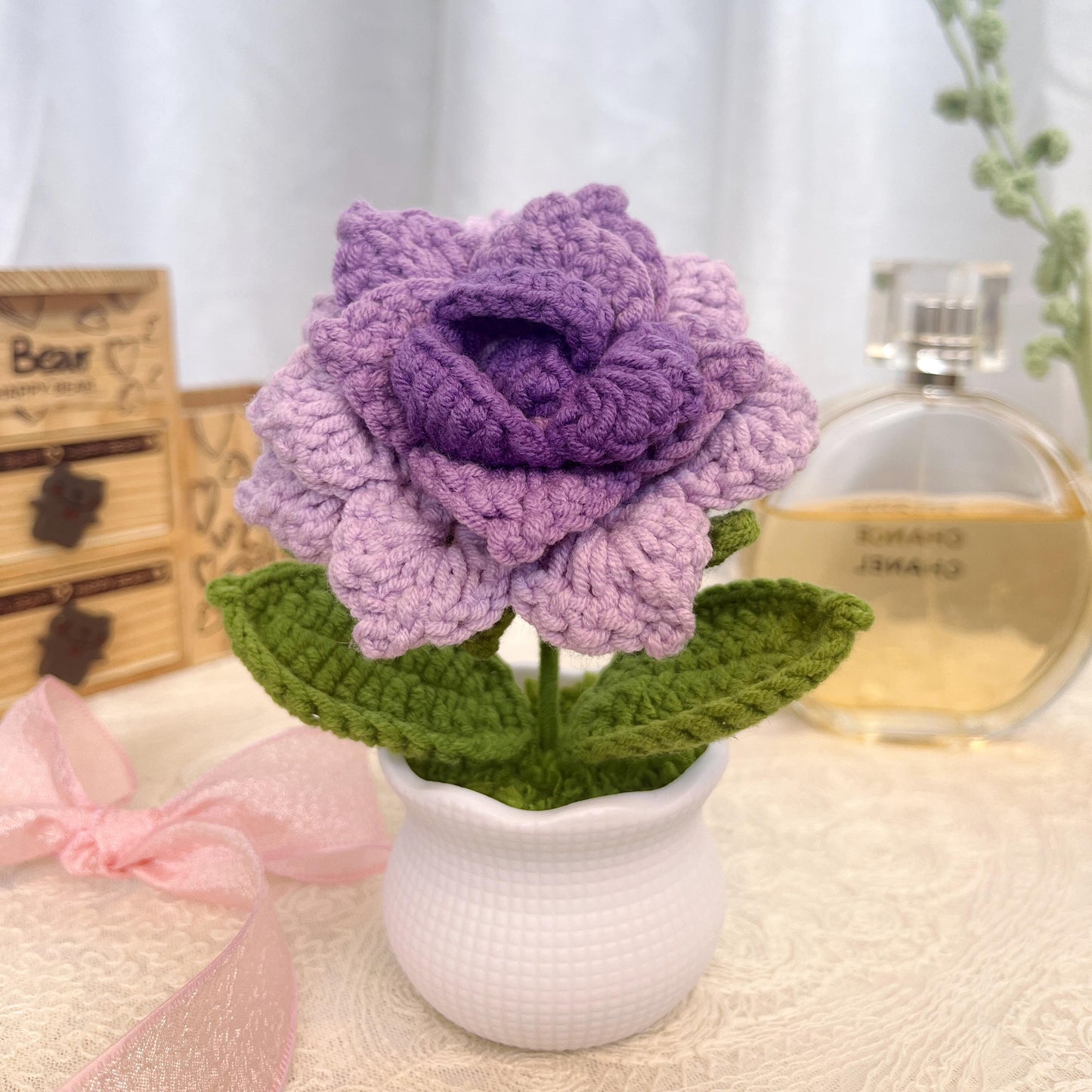 Roses | Crochet Flowers Pot|Handmade Crochet Flower Gift|Christmas Thanksgiving Birthday Gift Desk Office Home Car Decor (Copy) (Copy)