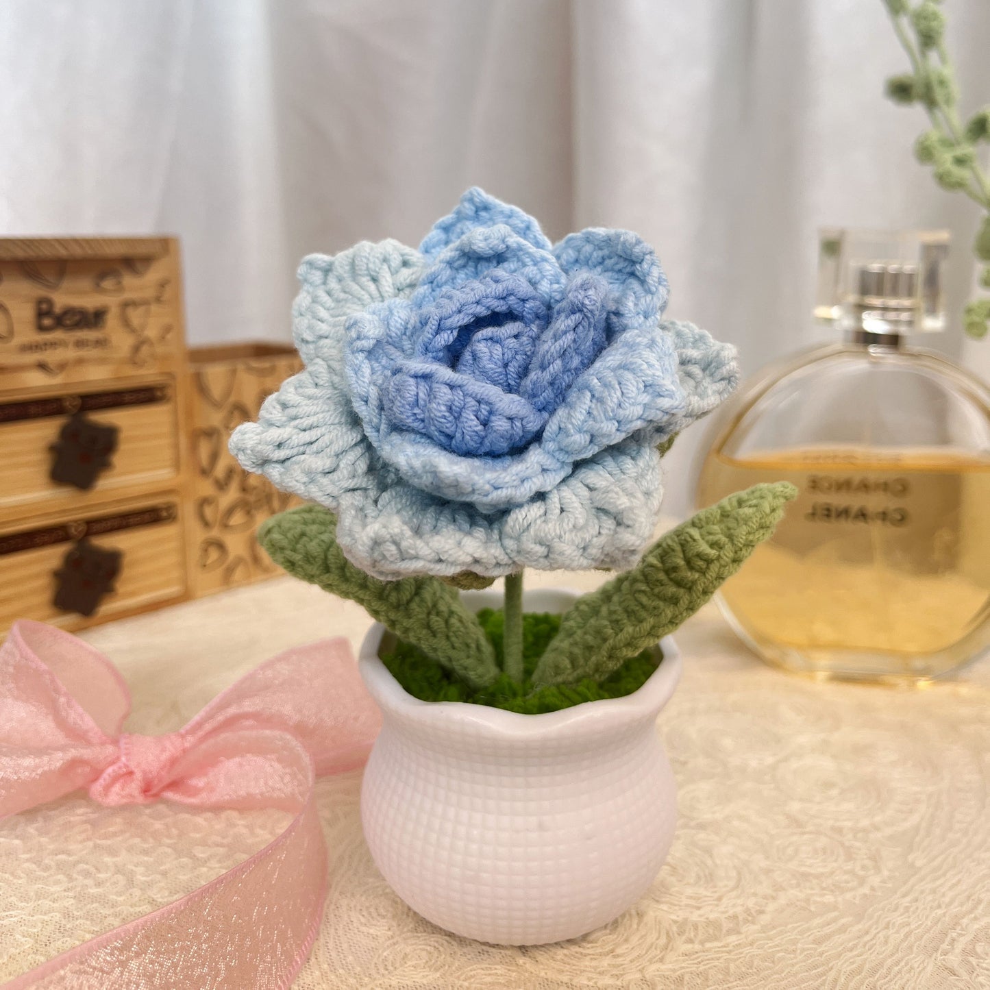 Roses | Crochet Flowers Pot|Handmade Crochet Flower Gift|Christmas Thanksgiving Birthday Gift Desk Office Home Car Decor (Copy) (Copy)