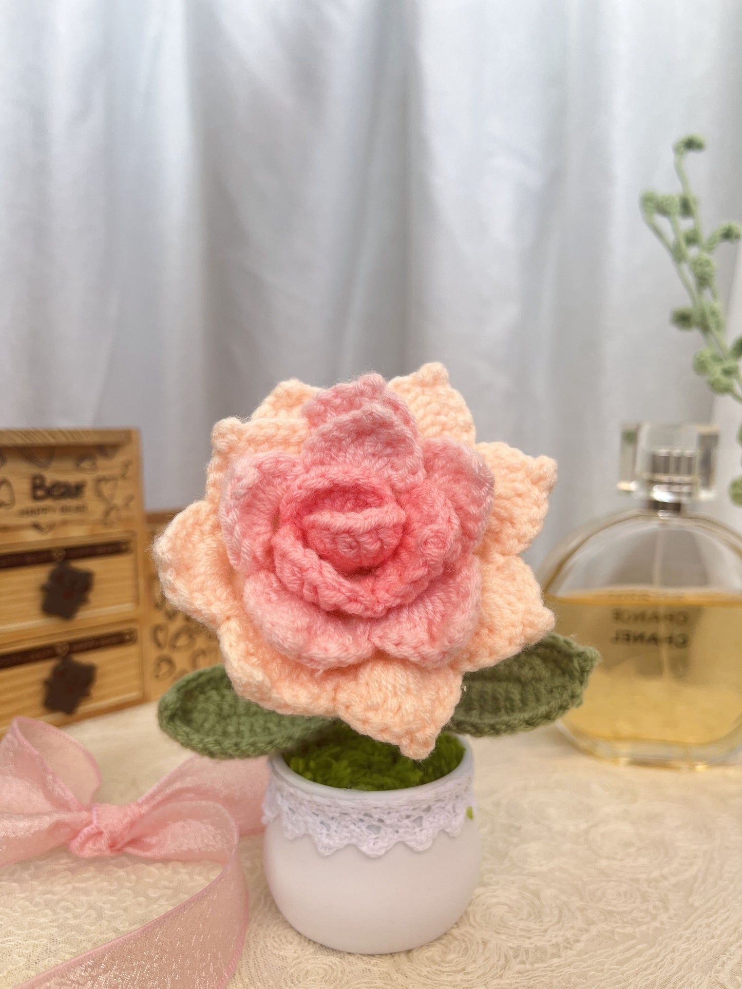 Roses | Crochet Flowers Pot|Handmade Crochet Flower Gift|Christmas Thanksgiving Birthday Gift Desk Office Home Car Decor (Copy) (Copy)