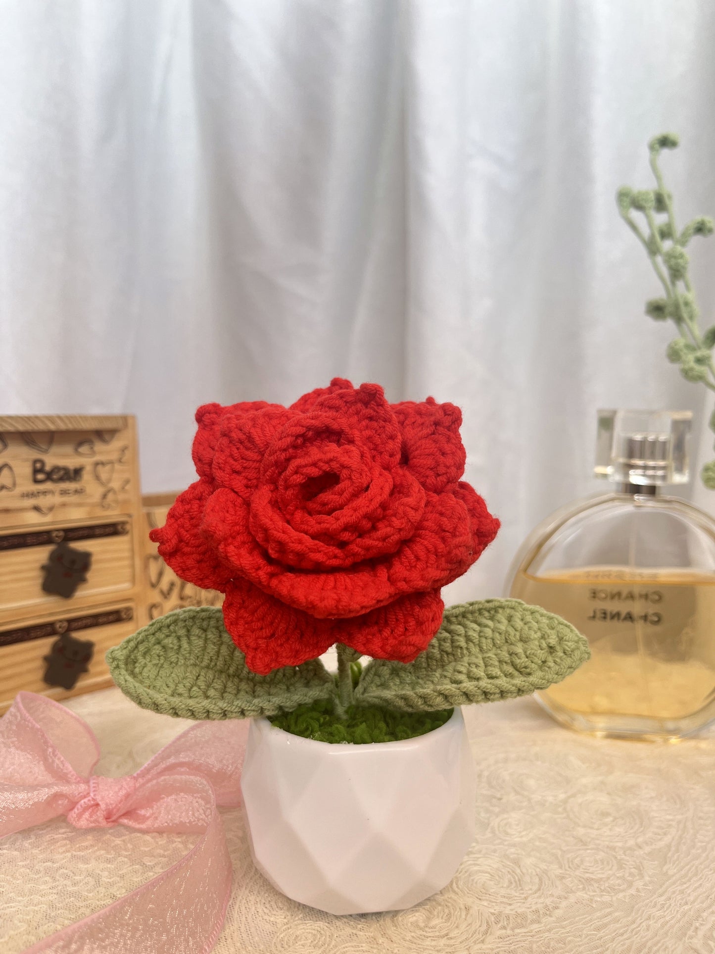 Roses | Crochet Flowers Pot|Handmade Crochet Flower Gift|Christmas Thanksgiving Birthday Gift Desk Office Home Car Decor (Copy) (Copy)