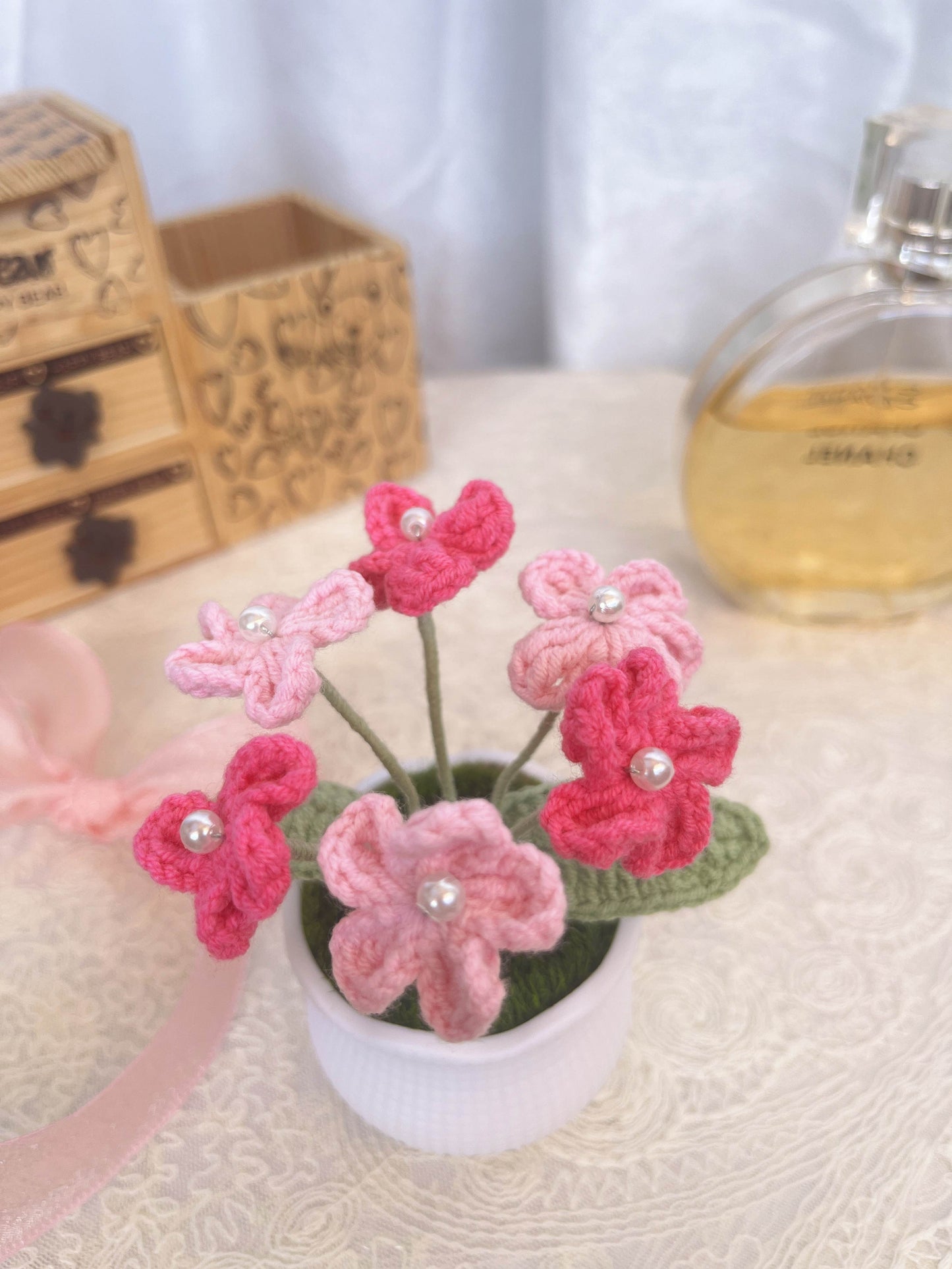 Forgot-Me-Not | Crochet Flowers Pot|Handmade Crochet Flower Gift|Christmas Thanksgiving Birthday Gift Desk Office Home Car Decor (Copy)