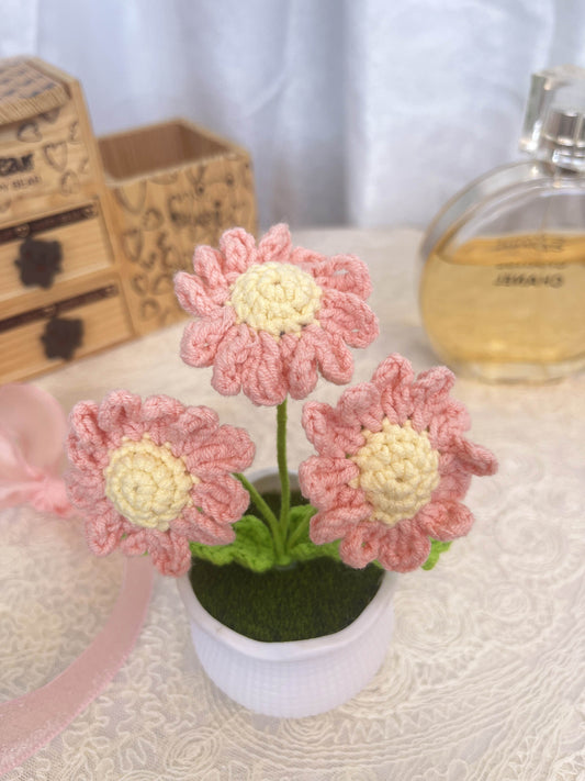 Daisy | Crochet Flowers Pot|Handmade Crochet Flower Gift|Christmas Thanksgiving Birthday Gift Desk Office Home Car Decor (Copy) (Copy) (Copy) (Copy)