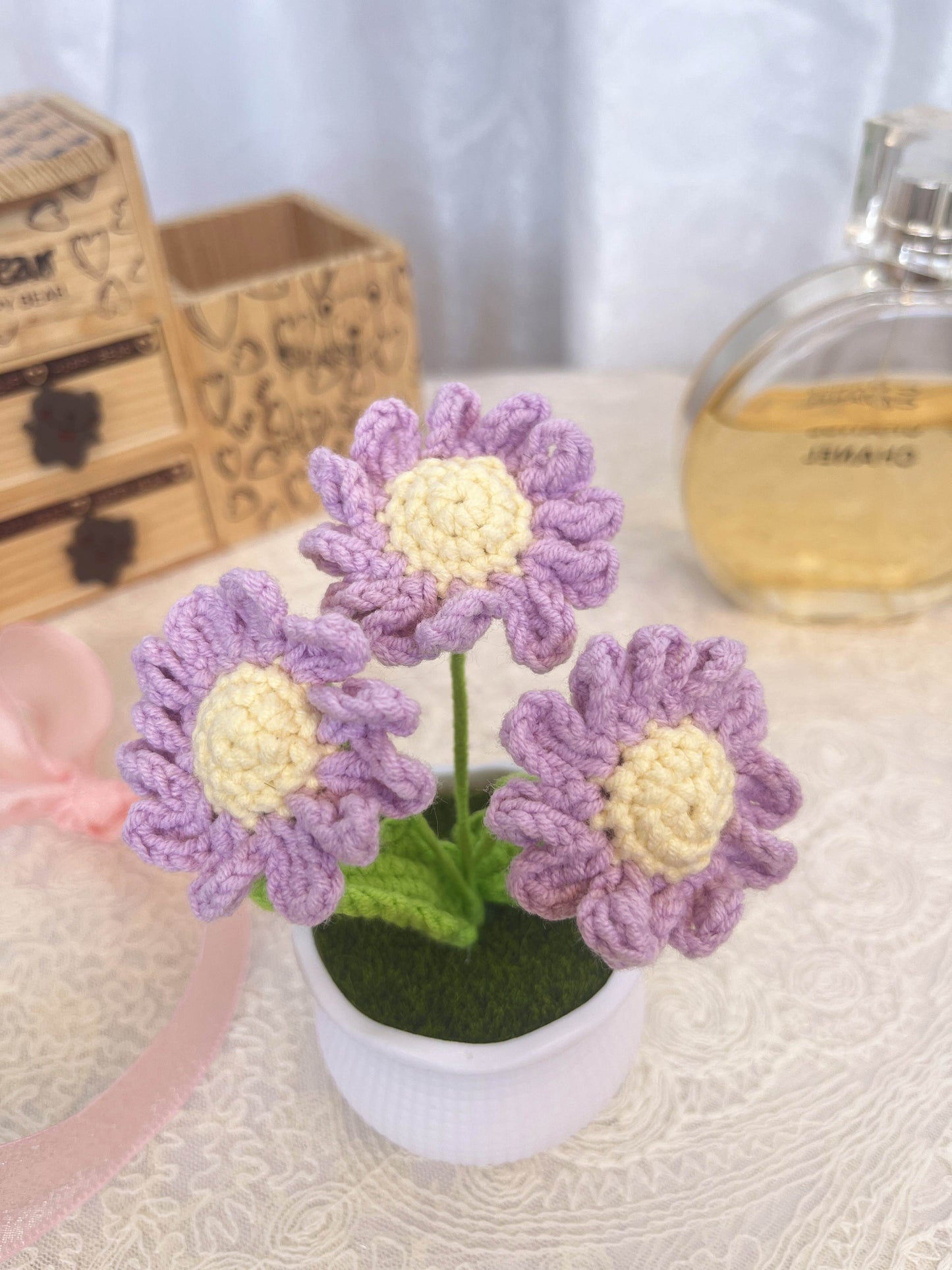 Daisy | Crochet Flowers Pot|Handmade Crochet Flower Gift|Christmas Thanksgiving Birthday Gift Desk Office Home Car Decor (Copy) (Copy) (Copy) (Copy)