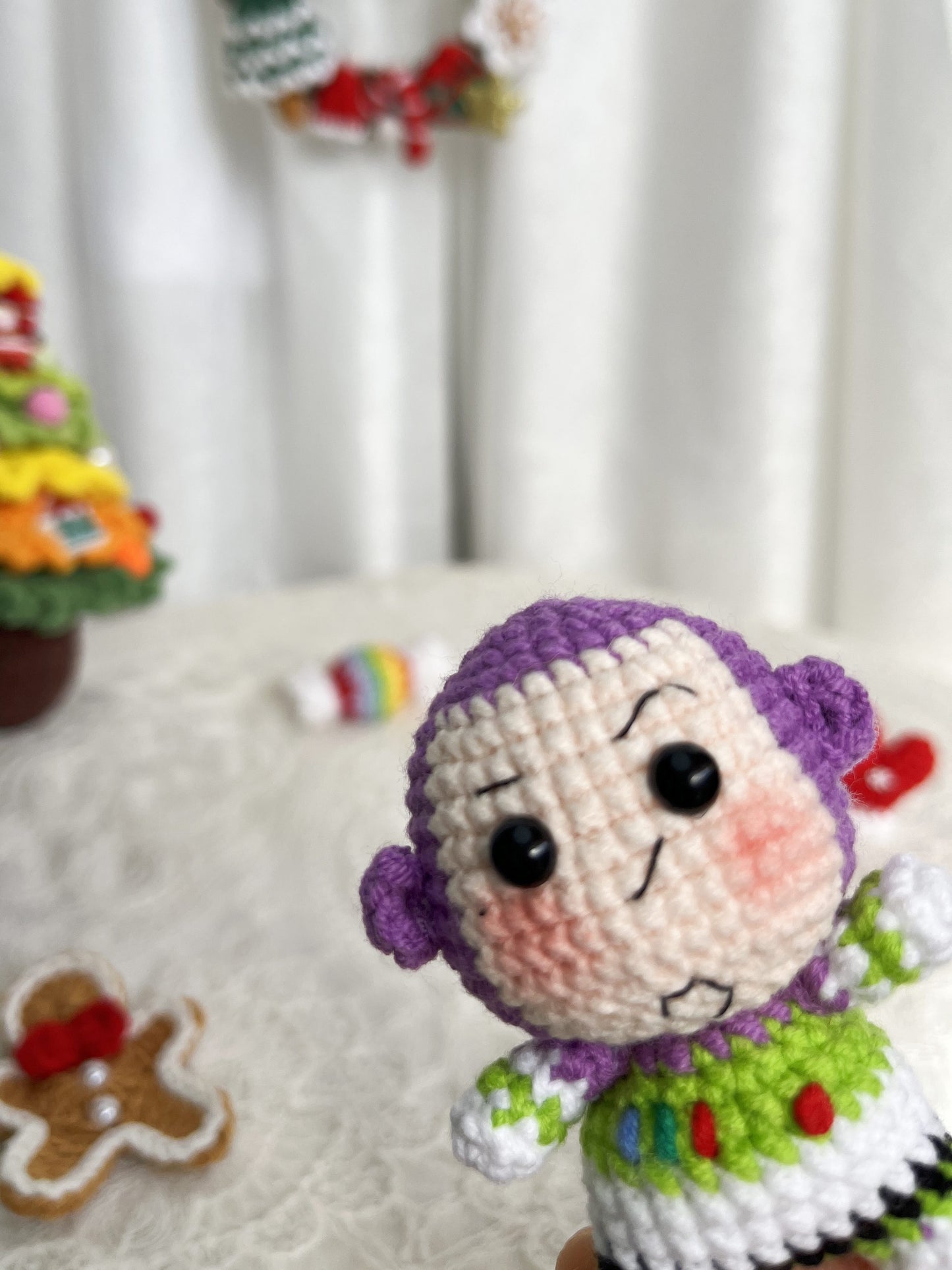 Alien | Buzz Lightyear | Handmade Crochet Toy Story Amigurumi doll Plushies Christmas Thanksgiving Birthday Gift Office Decor Gift for Family Girlfriend Kids Girl Friends Keychain（复制）