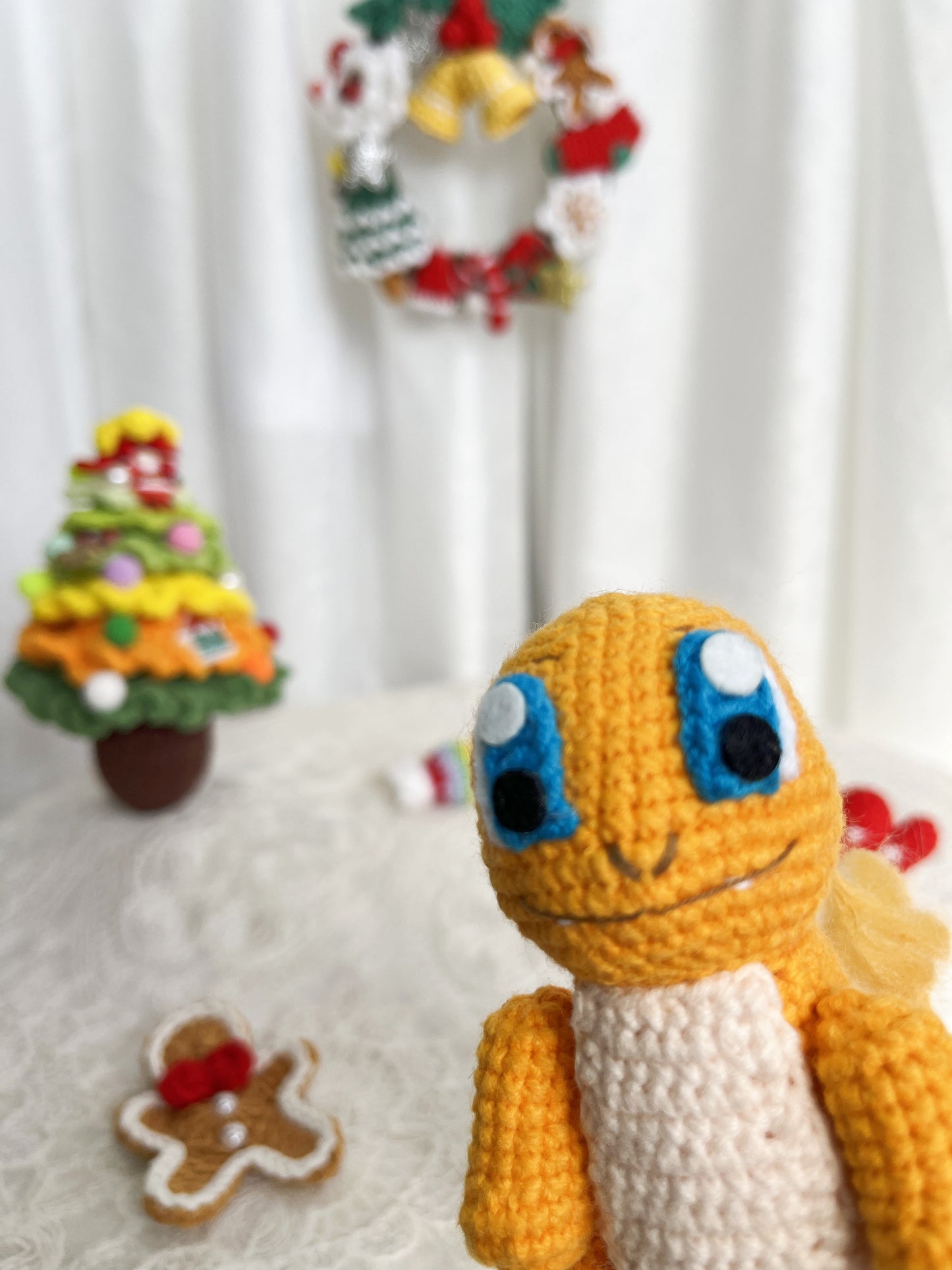 Chamander | Handmade Crochet Chamander Pokemon Amigurumi doll Plushies Christmas Thanksgiving Birthday Gift Office Decor Gift for Family Girlfriend Kids Girl Friends Keychain