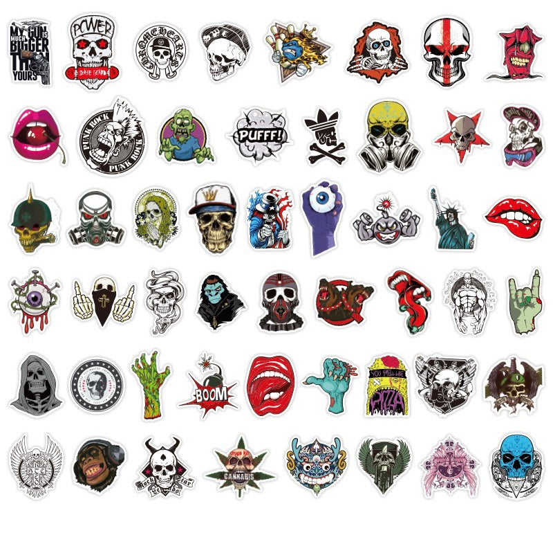 50 PCs Creepy Skull Halloween Ghost Spooky Stickers for Cars Bottles Decal Q15S