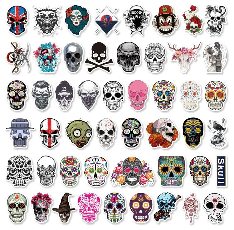 50 PCs Creepy Skull Halloween Ghost Spooky Vinyl Stickers for Cars Bottles Decal Q10S