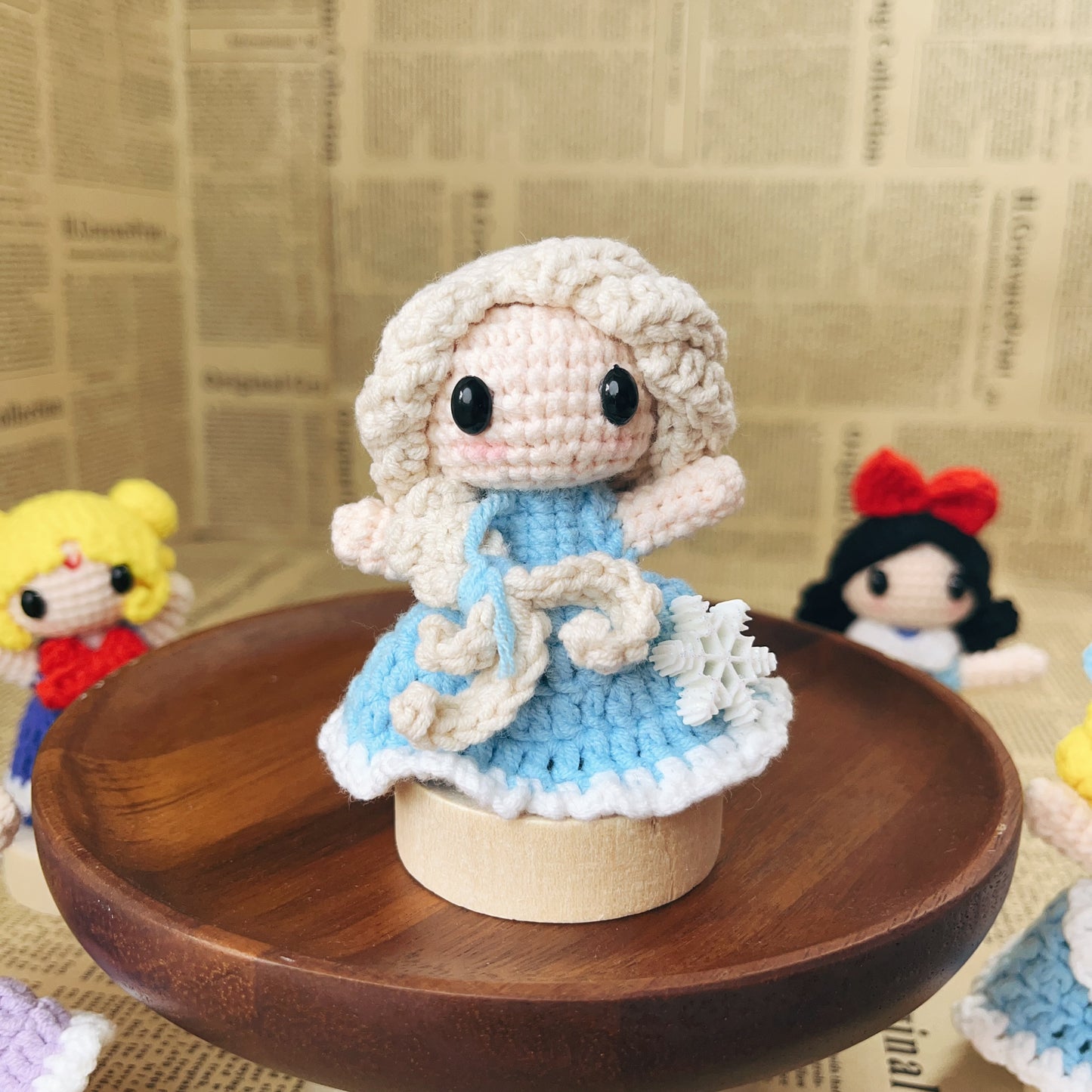 Handmade Crochet Disney Princess Plush Keychain Bag Charm Amigurumi Gift for Kid Girl Birthday Gift