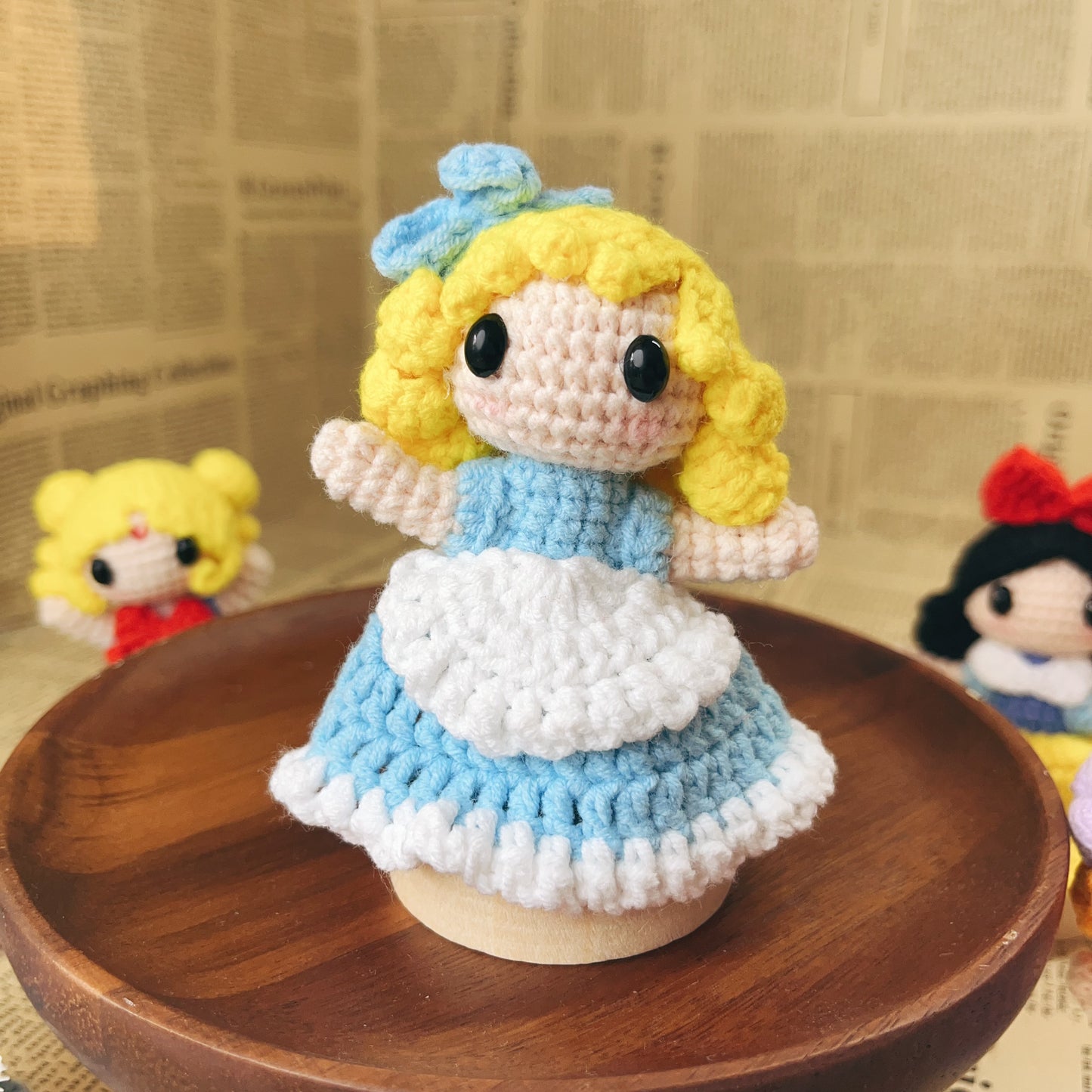 Handmade Crochet Disney Princess Plush Keychain Bag Charm Amigurumi Gift for Kid Girl Birthday Gift