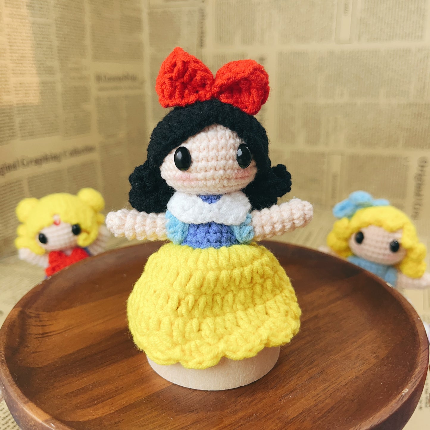 Handmade Crochet Disney Princess Plush Keychain Bag Charm Amigurumi Gift for Kid Girl Birthday Gift