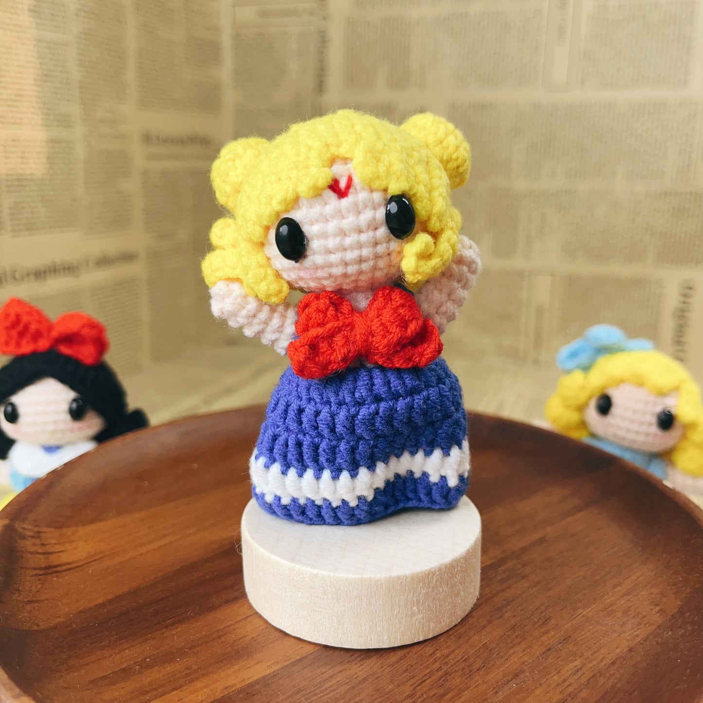 Handmade Crochet Disney Princess Plush Keychain Bag Charm Amigurumi Gift for Kid Girl Birthday Gift