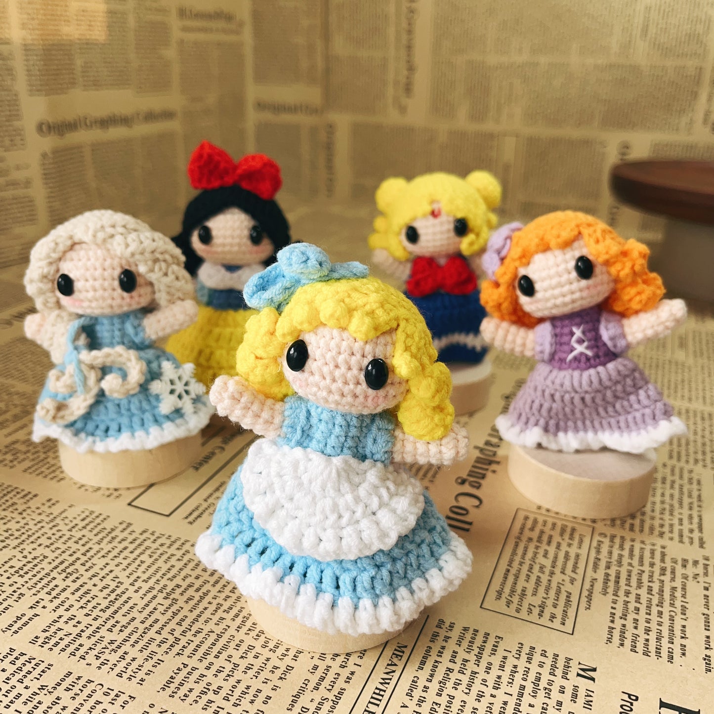 Handmade Crochet Disney Princess Plush Keychain Bag Charm Amigurumi Gift for Kid Girl Birthday Gift