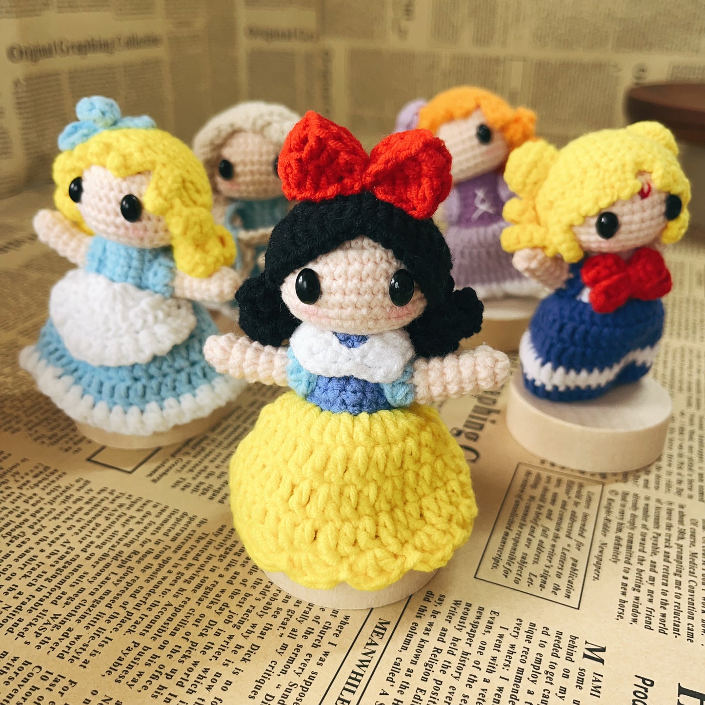 Handmade Crochet Disney Princess Plush Keychain Bag Charm Amigurumi Gift for Kid Girl Birthday Gift