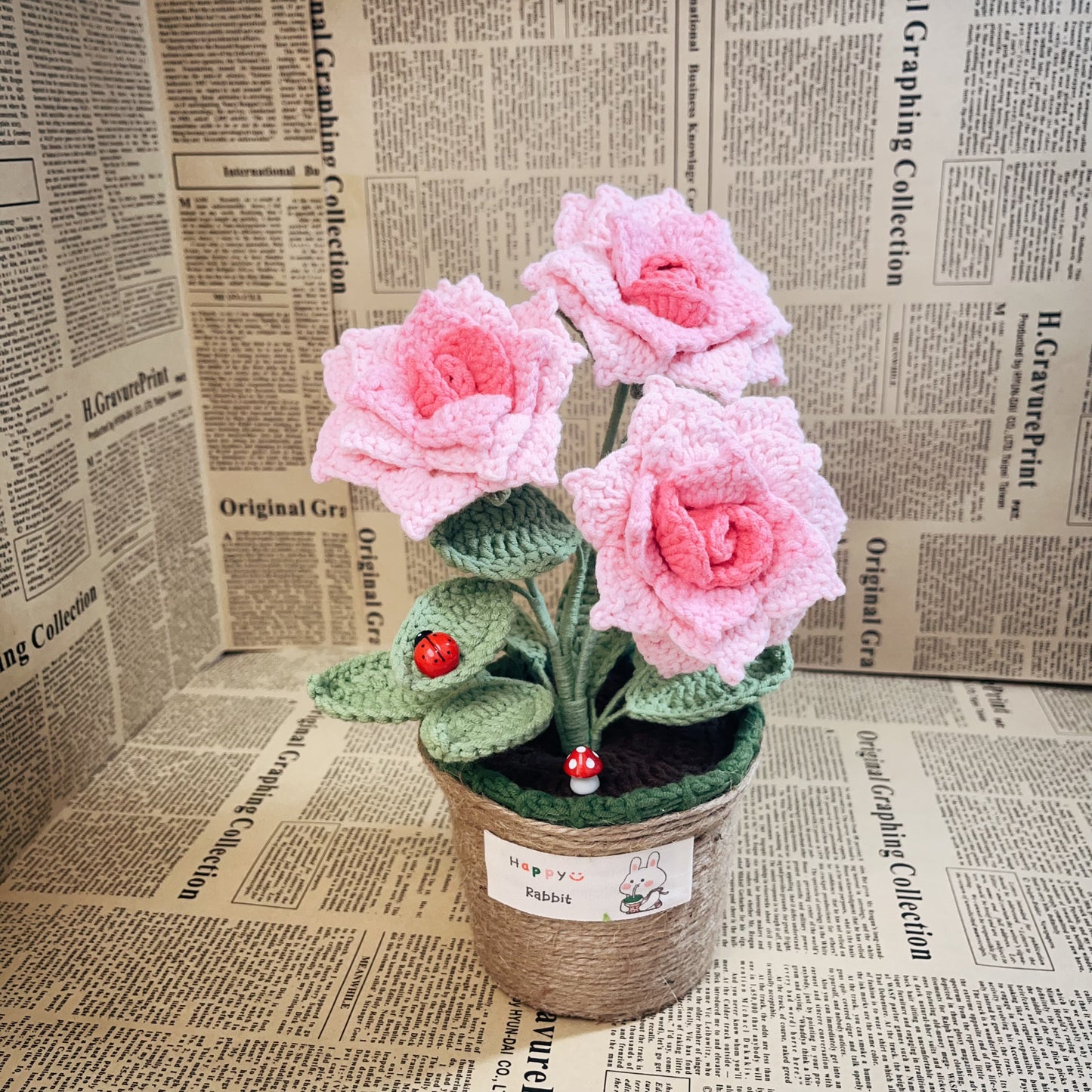 Handmade Crochet Flowers, Roses, Flower Pots, Flower Basket Gift for Friend Family Mother Birthday, Anniversay