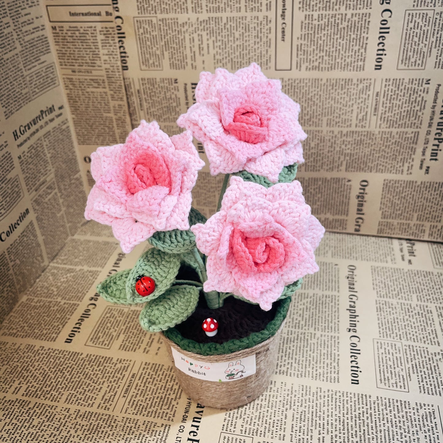 Handmade Crochet Flowers, Roses, Flower Pots, Flower Basket Gift for Friend Family Mother Birthday, Anniversay