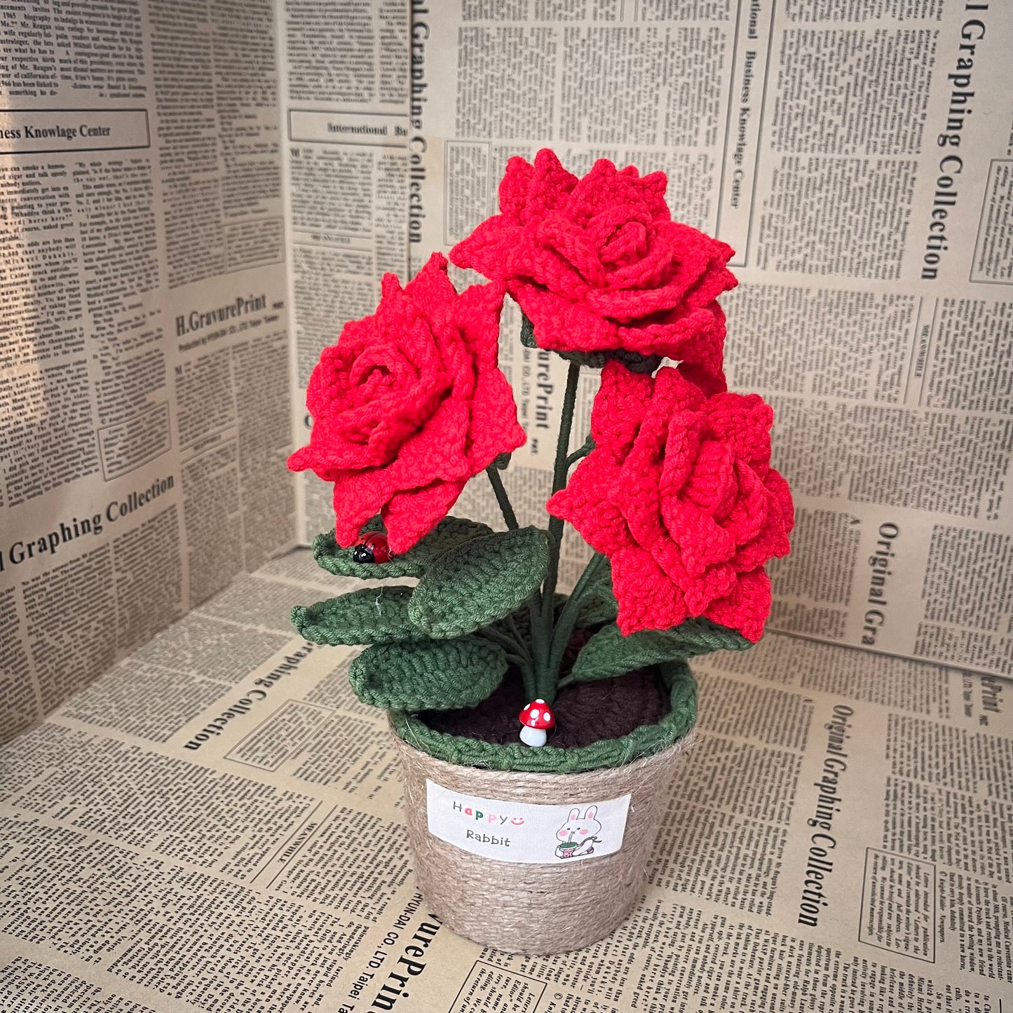 Handmade Crochet Flowers, Roses, Flower Pots, Flower Basket Gift for Friend Family Mother Birthday, Anniversay