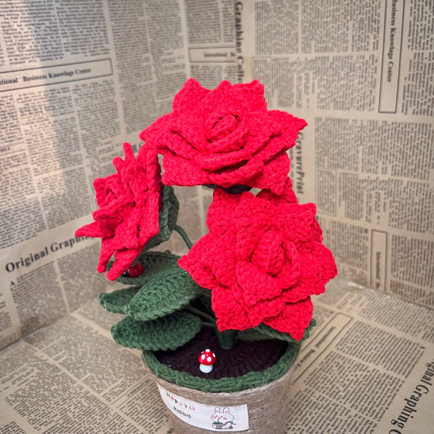 Handmade Crochet Flowers, Roses, Flower Pots, Flower Basket Gift for Friend Family Mother Birthday, Anniversay