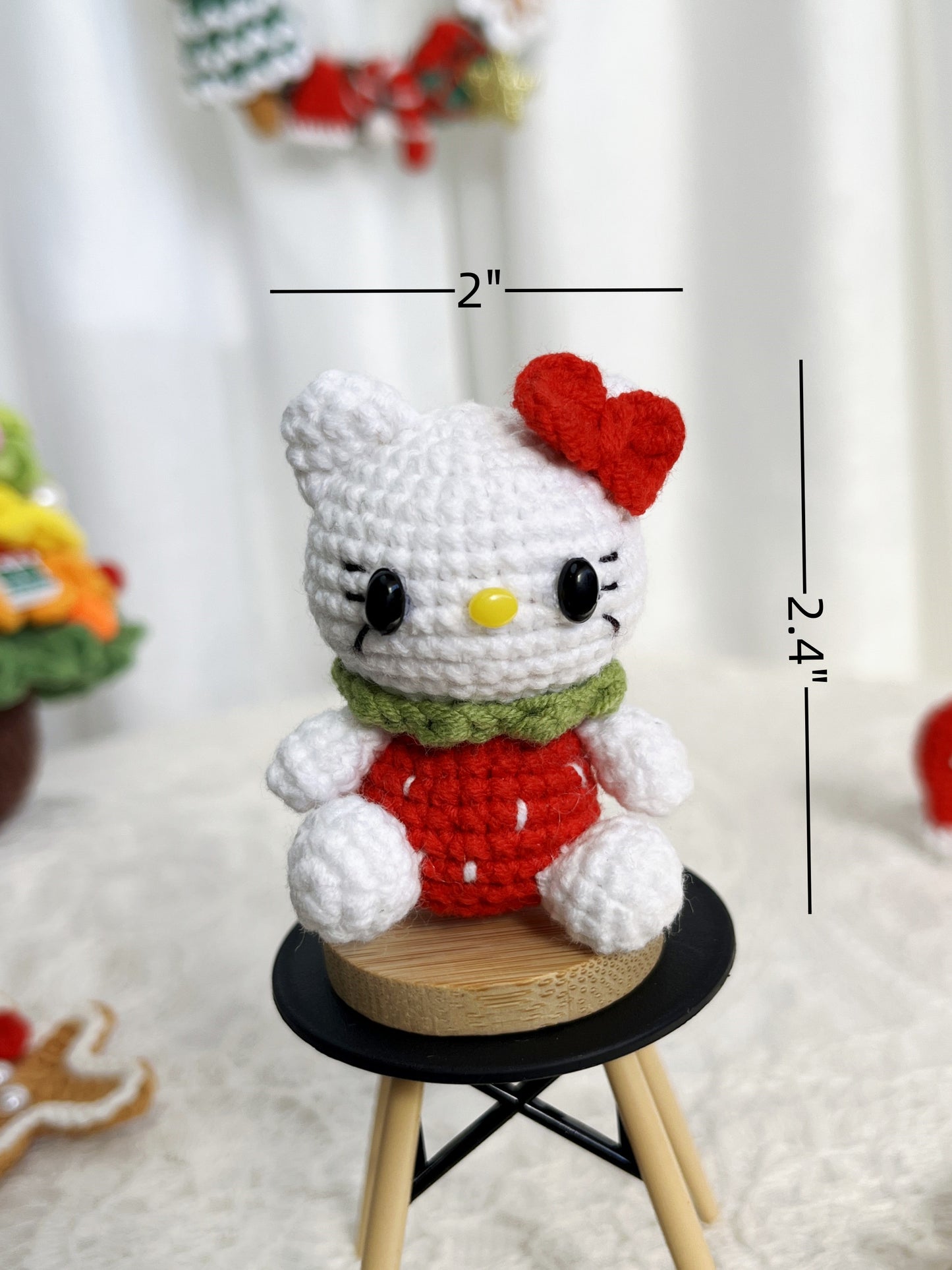 Hello Kitty| Handmade Crochet Sanrio Amigurumi doll Plushies Christmas Thanksgiving Gift Decor Gift for Family Friends Keychain