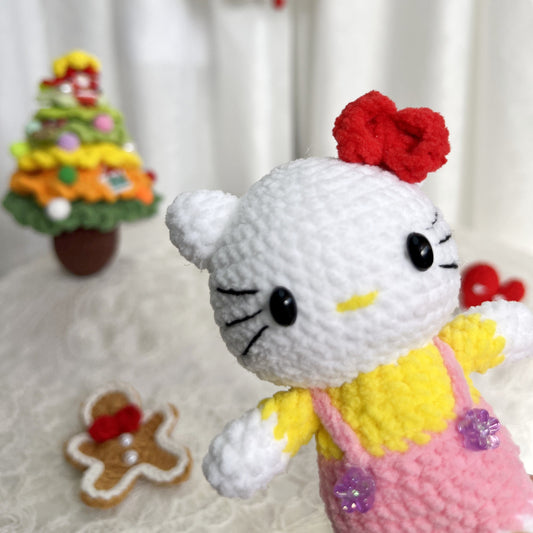 Hello Kitty| Handmade Crochet Sanrio Amigurumi doll Plushies Christmas Thanksgiving Gift Decor Gift for Family Friends Keychain