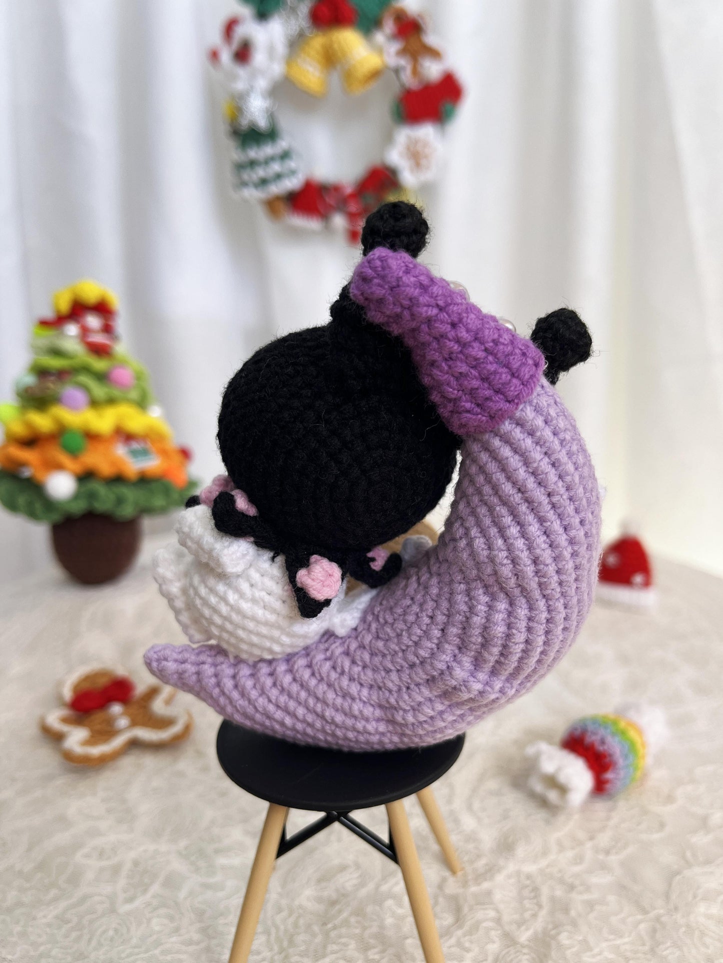 Kurumi - Melody | Handmade Crochet Kurumi Melody Moon Sanrio Amigurumi doll Plushies Christmas Thanksgiving Birthday Gift Office Decor Gift for Family Girlfriend Kids Girl Friends Keychain