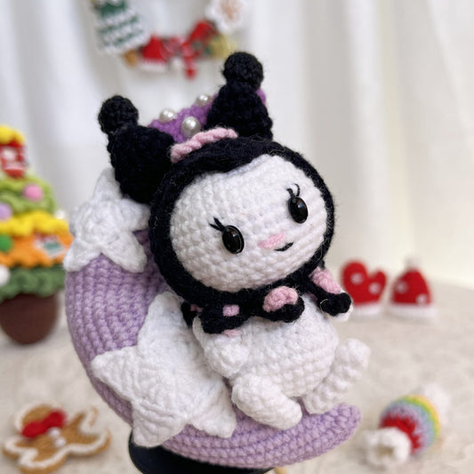 Kurumi - Melody | Handmade Crochet Kurumi Melody Moon Sanrio Amigurumi doll Plushies Christmas Thanksgiving Birthday Gift Office Decor Gift for Family Girlfriend Kids Girl Friends Keychain