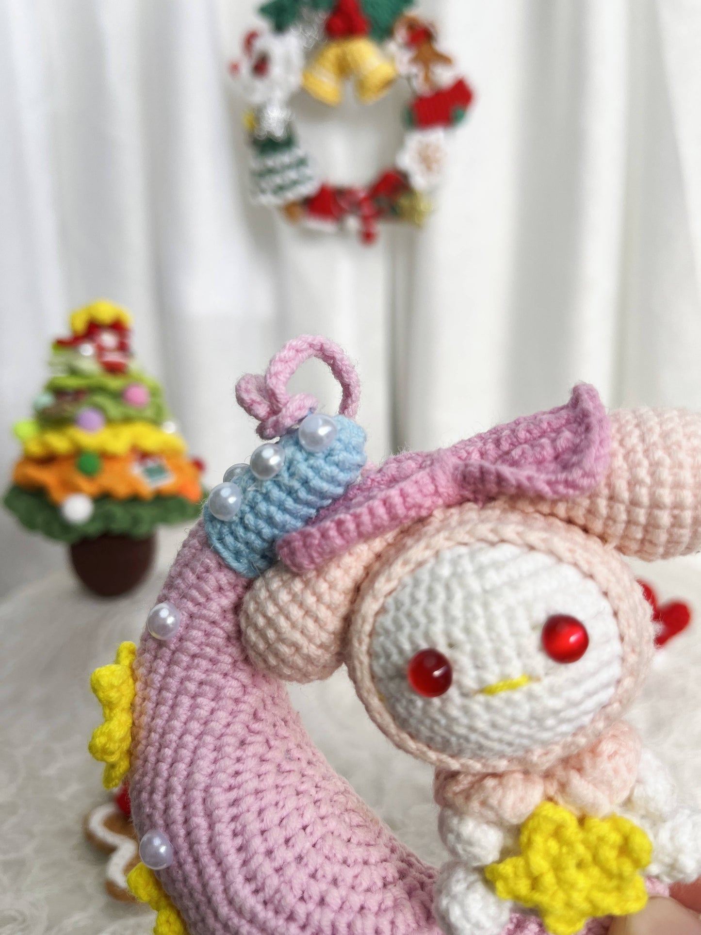 Kurumi - Melody | Handmade Crochet Kurumi Melody Moon Sanrio Amigurumi doll Plushies Christmas Thanksgiving Birthday Gift Office Decor Gift for Family Girlfriend Kids Girl Friends Keychain