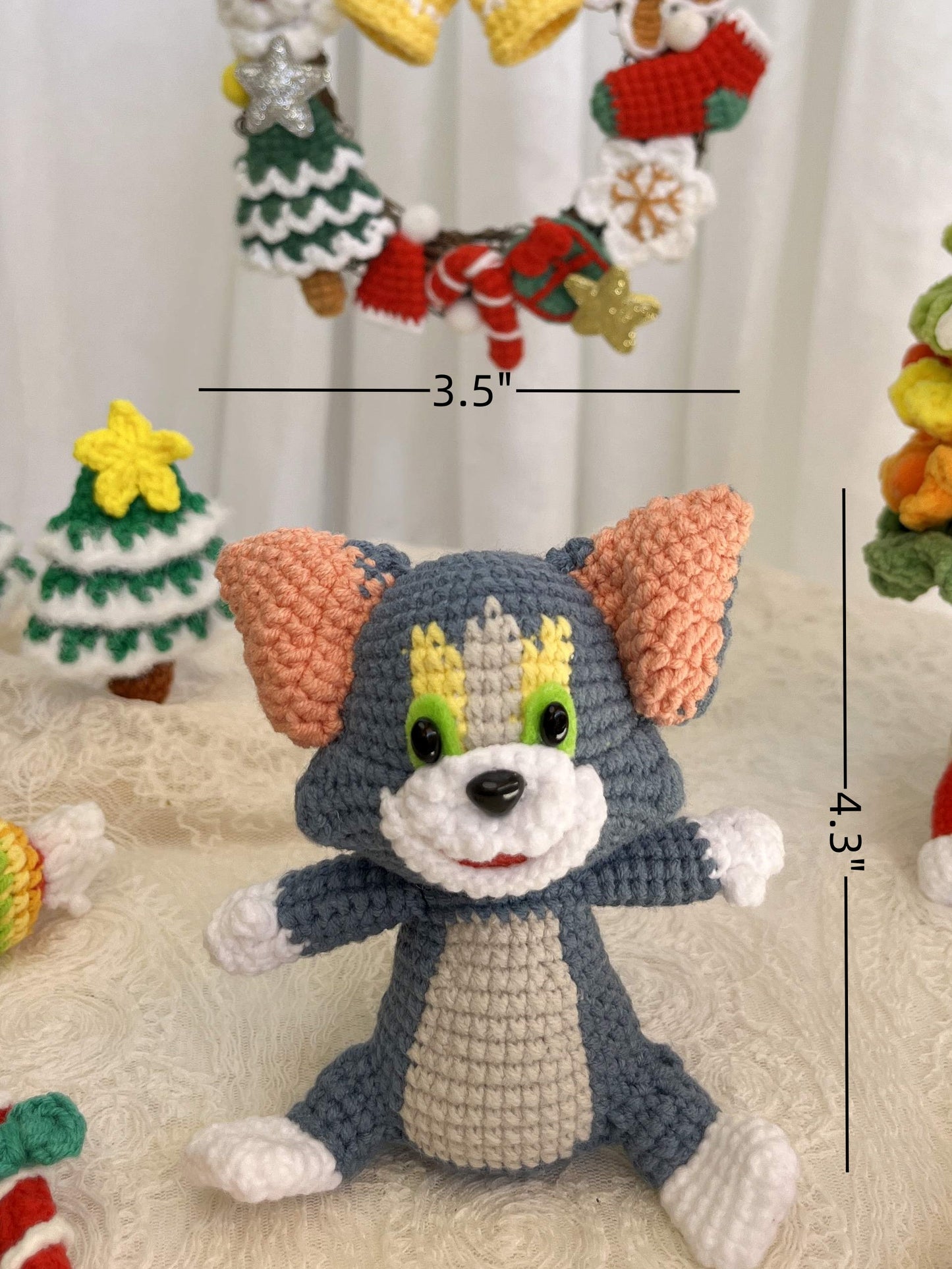 Tom and Jerry | Handmade Crochet Tom and Jerry Amigurumi doll Plushies Christmas Thanksgiving Birthday Gift Office Decor Gift for Family Girlfriend Kids Girl Friends Keychain