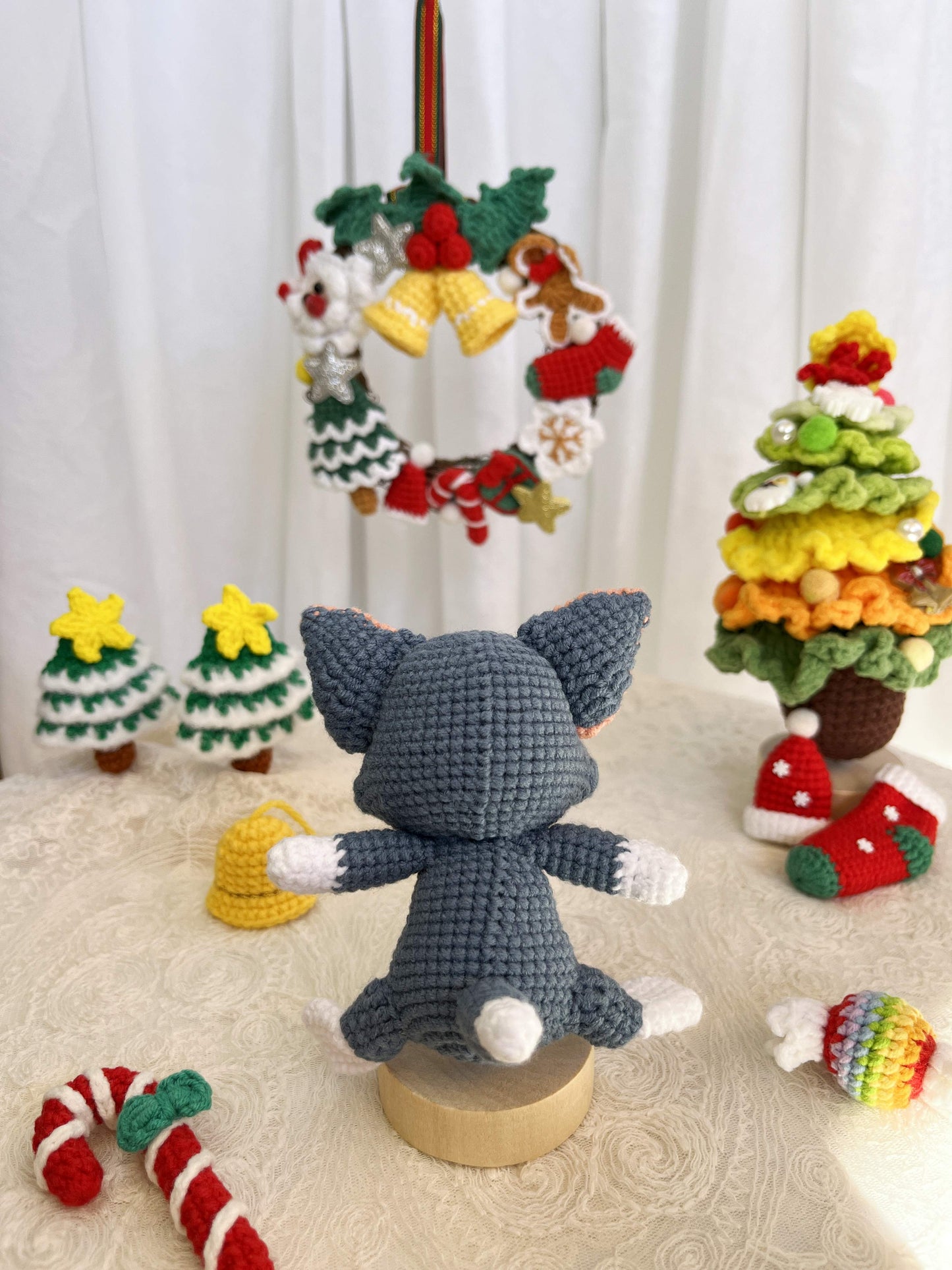 Tom and Jerry | Handmade Crochet Tom and Jerry Amigurumi doll Plushies Christmas Thanksgiving Birthday Gift Office Decor Gift for Family Girlfriend Kids Girl Friends Keychain