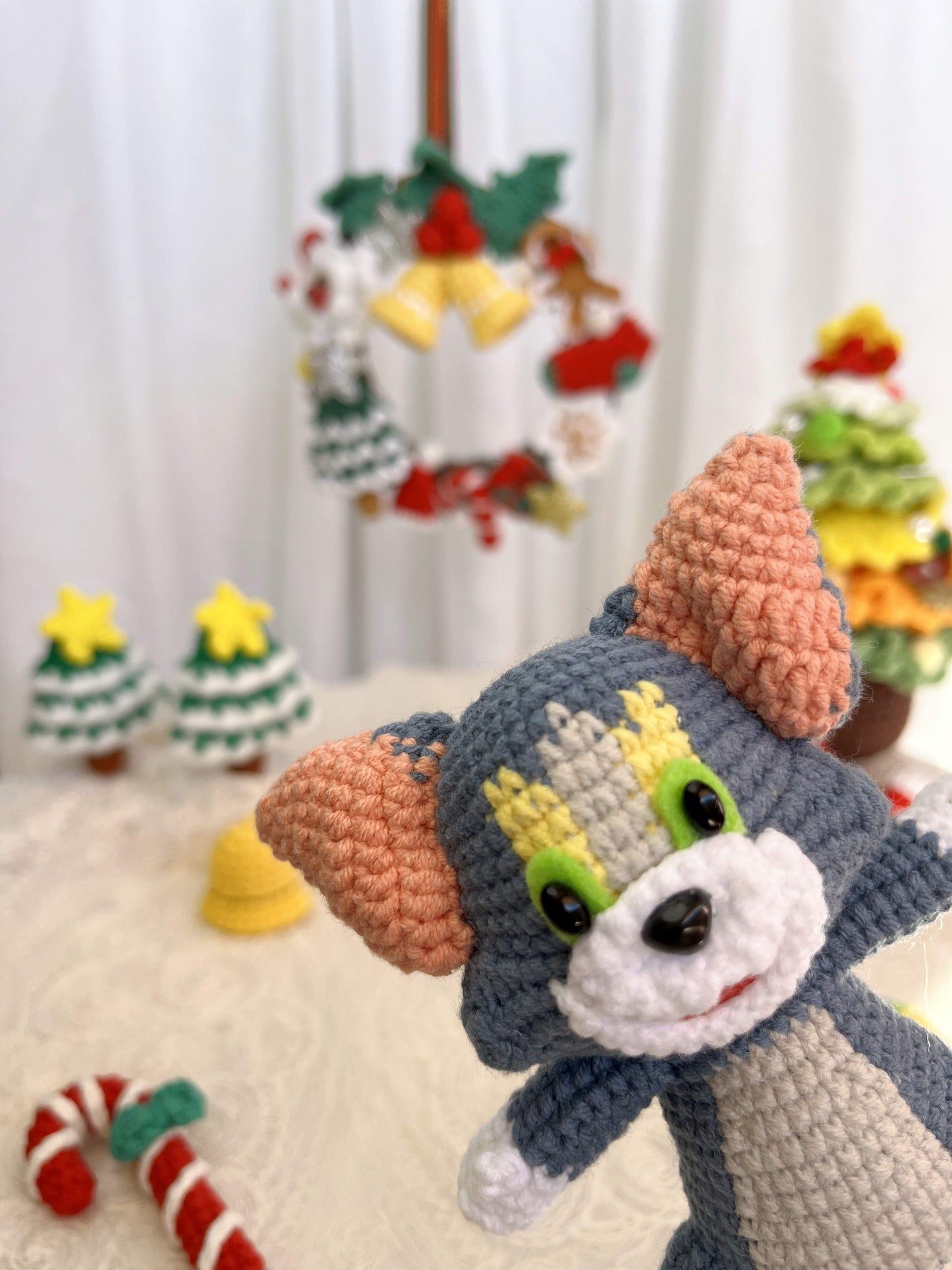 Tom and Jerry | Handmade Crochet Tom and Jerry Amigurumi doll Plushies Christmas Thanksgiving Birthday Gift Office Decor Gift for Family Girlfriend Kids Girl Friends Keychain