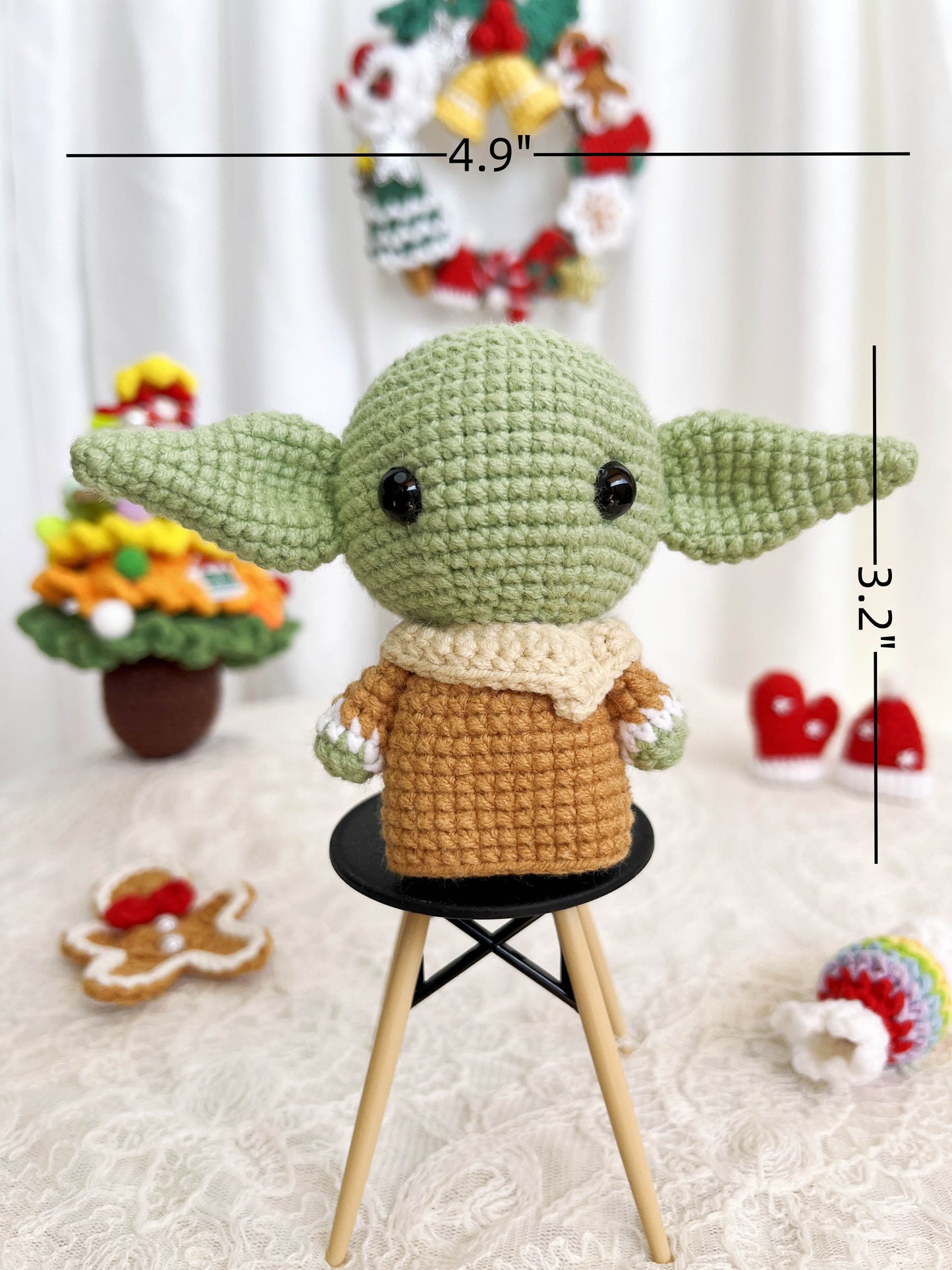 Yoda | Star Wars| Handmade Crochet Baby Yoda | Mandalorian | Darth Vader Amigurumi doll Plushies Christmas Thanksgiving Birthday Gift Office Decor Gift for Family Girlfriend Kids Girl Friends Keychain