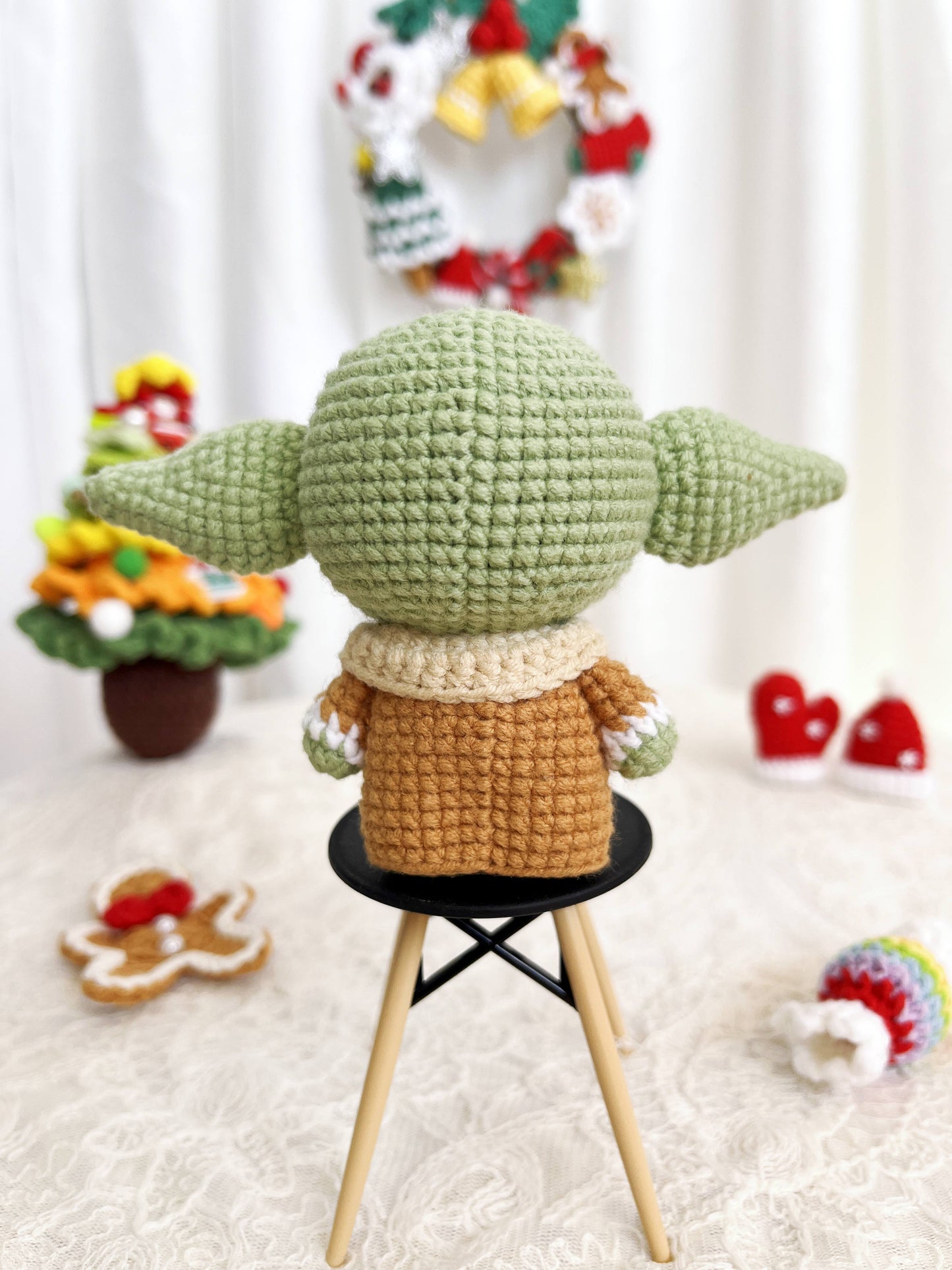 Yoda | Star Wars| Handmade Crochet Baby Yoda | Mandalorian | Darth Vader Amigurumi doll Plushies Christmas Thanksgiving Birthday Gift Office Decor Gift for Family Girlfriend Kids Girl Friends Keychain