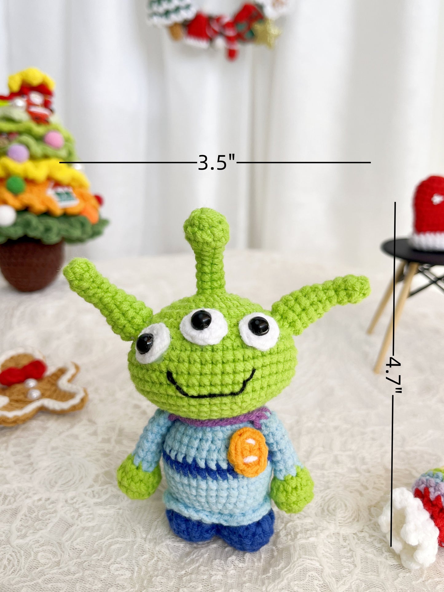 Alien | Buzz Lightyear | Handmade Crochet Toy Story Amigurumi doll Plushies Christmas Thanksgiving Birthday Gift Office Decor Gift for Family Girlfriend Kids Girl Friends Keychain（复制）