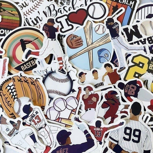 50 pcs Baseball Sports Waterproof Stickers Pack Lot for Bottle Mug Gift B14S