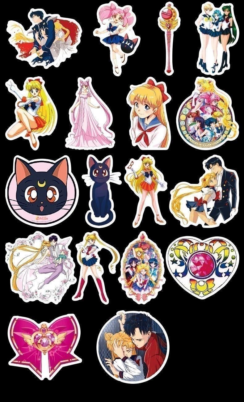 50 Pcs Sailor Moon Princess Luna Anime Aesthetic Stickers for Bottles Girls A19S