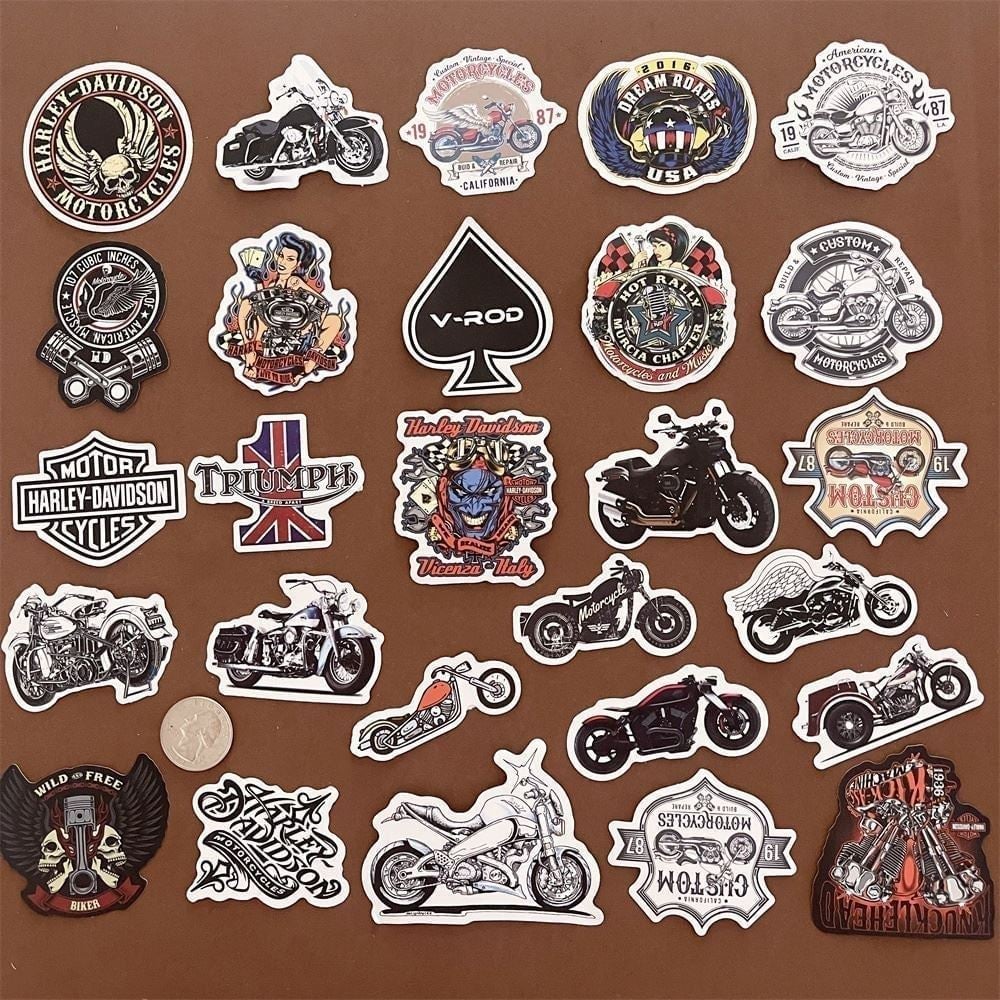 100 Pcs (prtl dupes) Harley-Davidson Motorcycle Vinyl Stickers for Laptop A01L