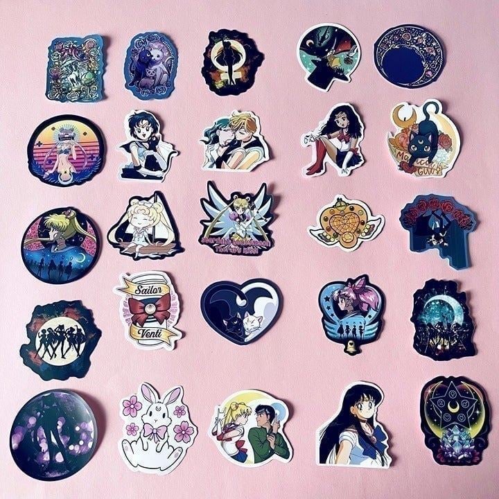 50 Pcs Sailor Moon Princess Luna Anime Aesthetic Stickers for Bottles Girls A25S