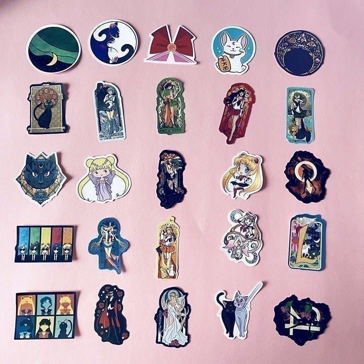 50 Pcs Sailor Moon Princess Luna Anime Aesthetic Stickers for Bottles Girls A25S