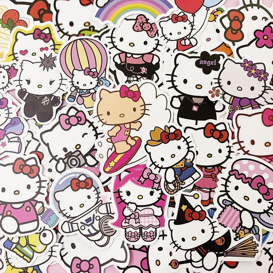 50 Pcs Hello Kitty Cartoon Cute Waterproof Stickers for Girls Journals Cars A05S