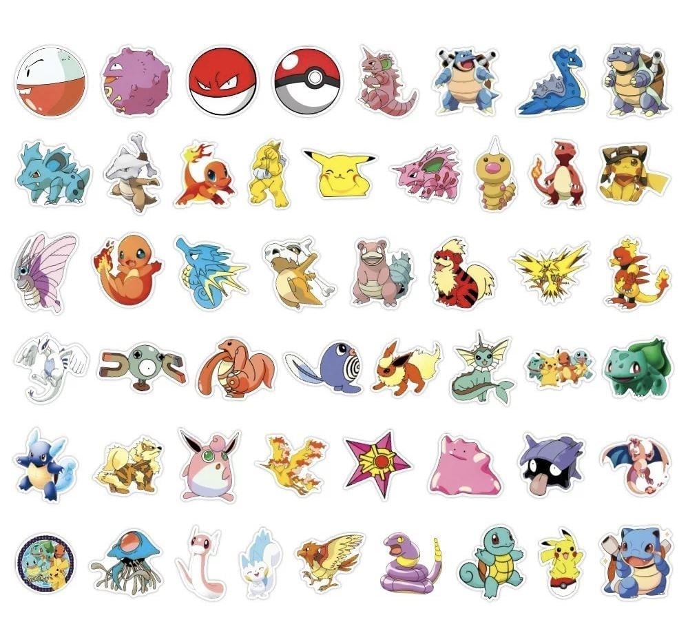 50 PCs Pokémon Pikachu Pocket Monsters Stickers Nintendo Games for Laptop A14S